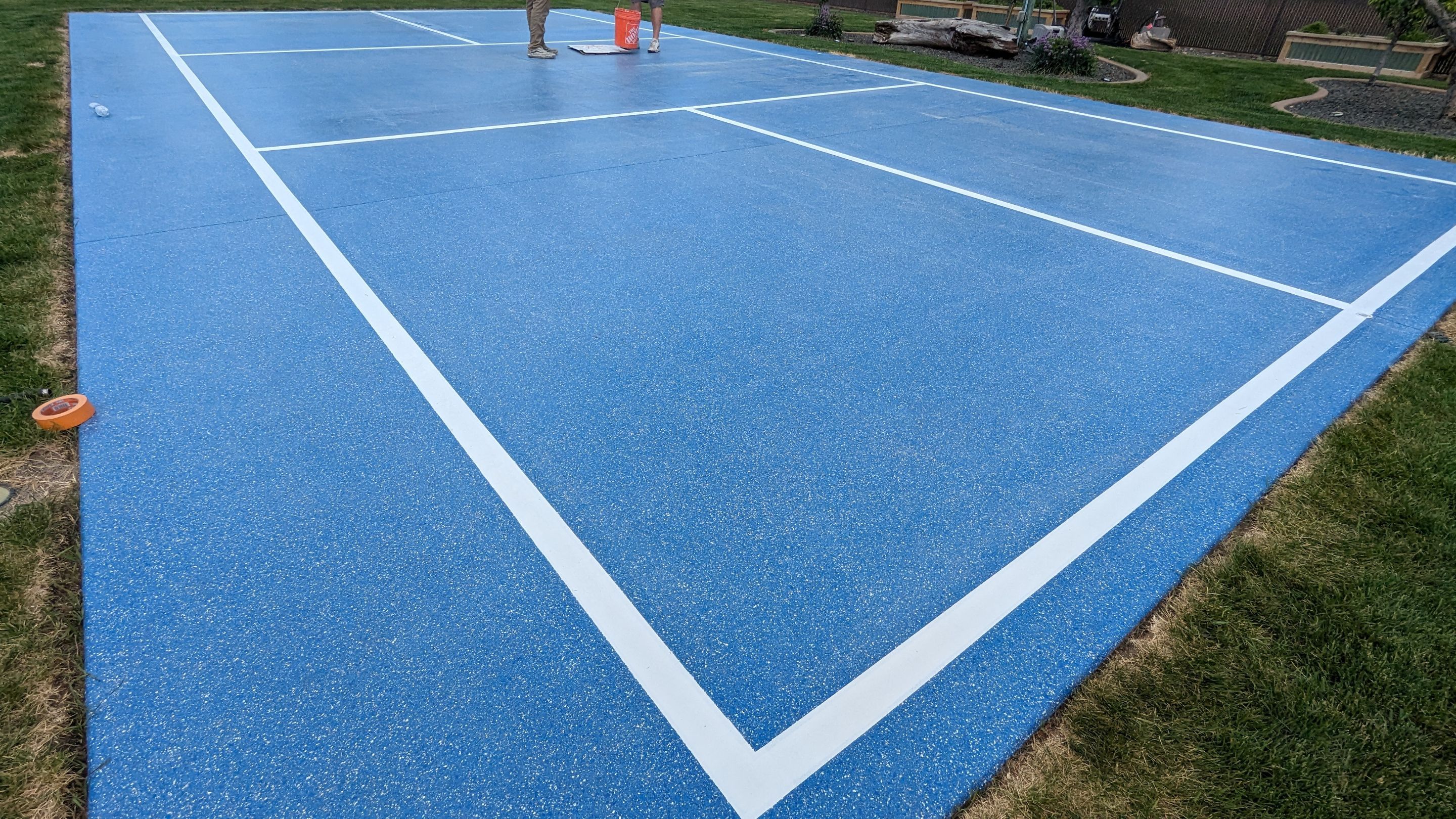 Sports Court Transformation using Ocean Hybrid by Croc Coatings, LLC