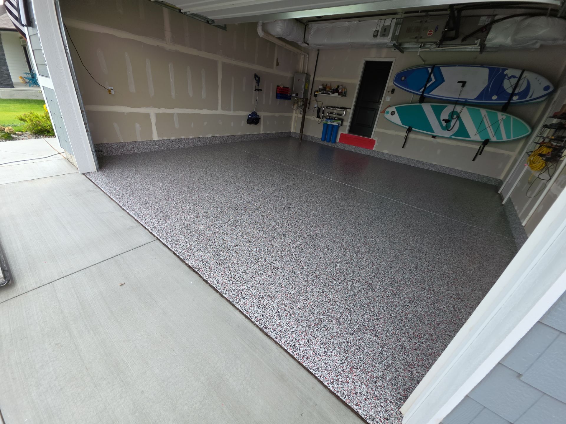 Garage Transformation using Domino w/ 5% Cherry Bomb Red  by Croc Coatings, LLC