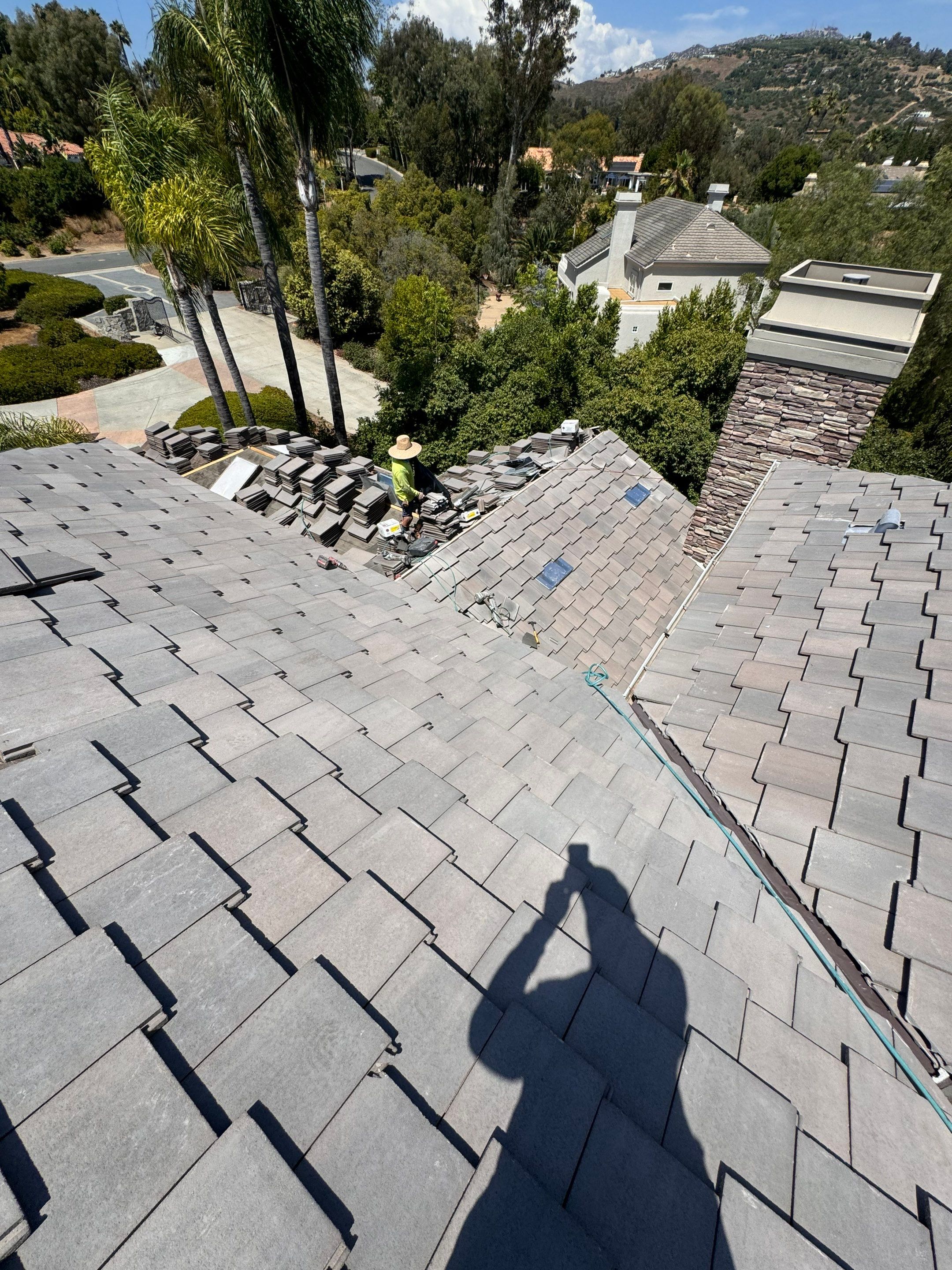 Full Roof Replacement Featuring Staggered Eagle Concrete Tiles in Poway by Reliable Roofing San Diego Inc.
