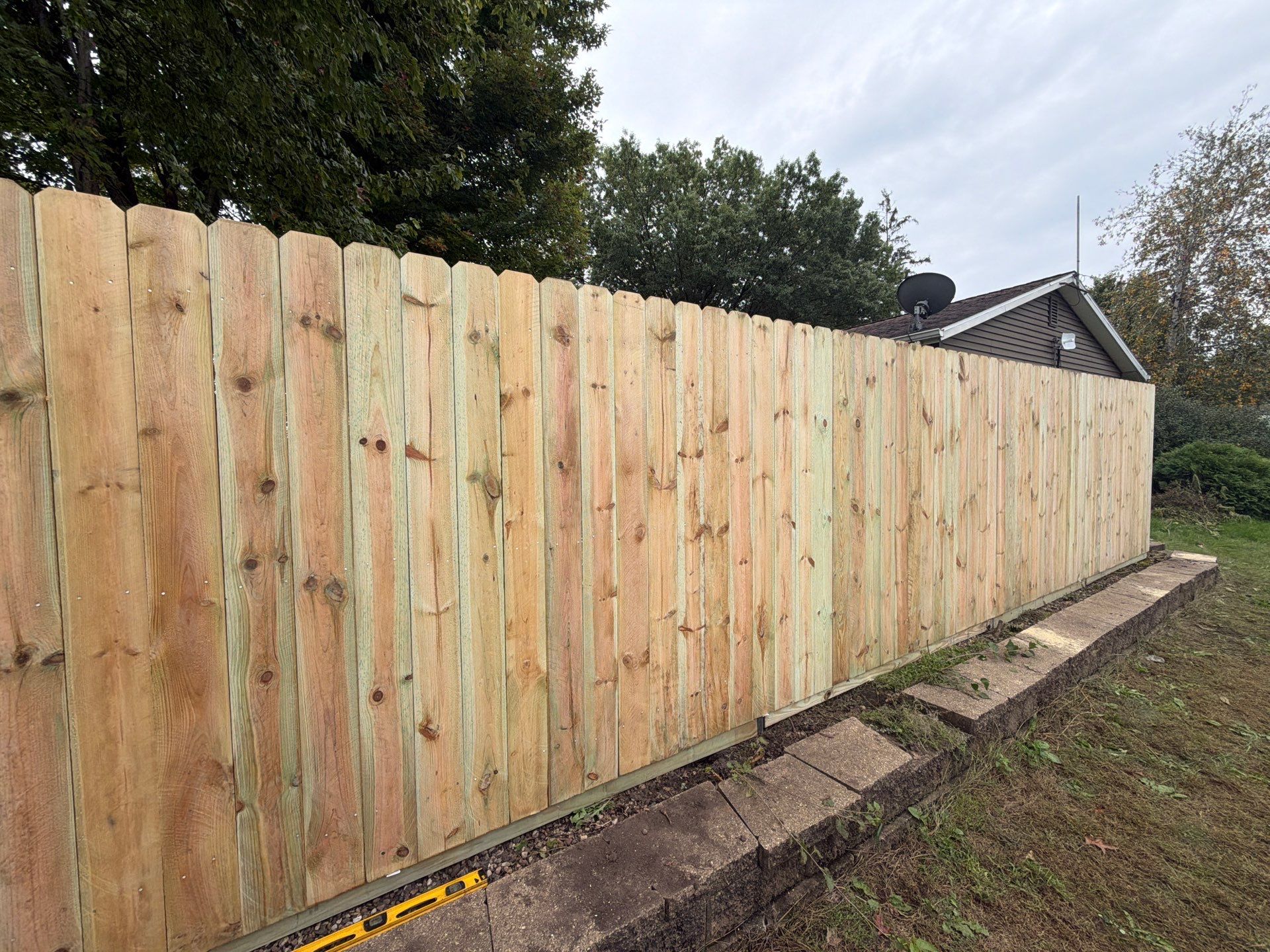 Custom Wood Privacy and Black Chain Link Fence in Hudson by Perfect Picket Fence and Stain