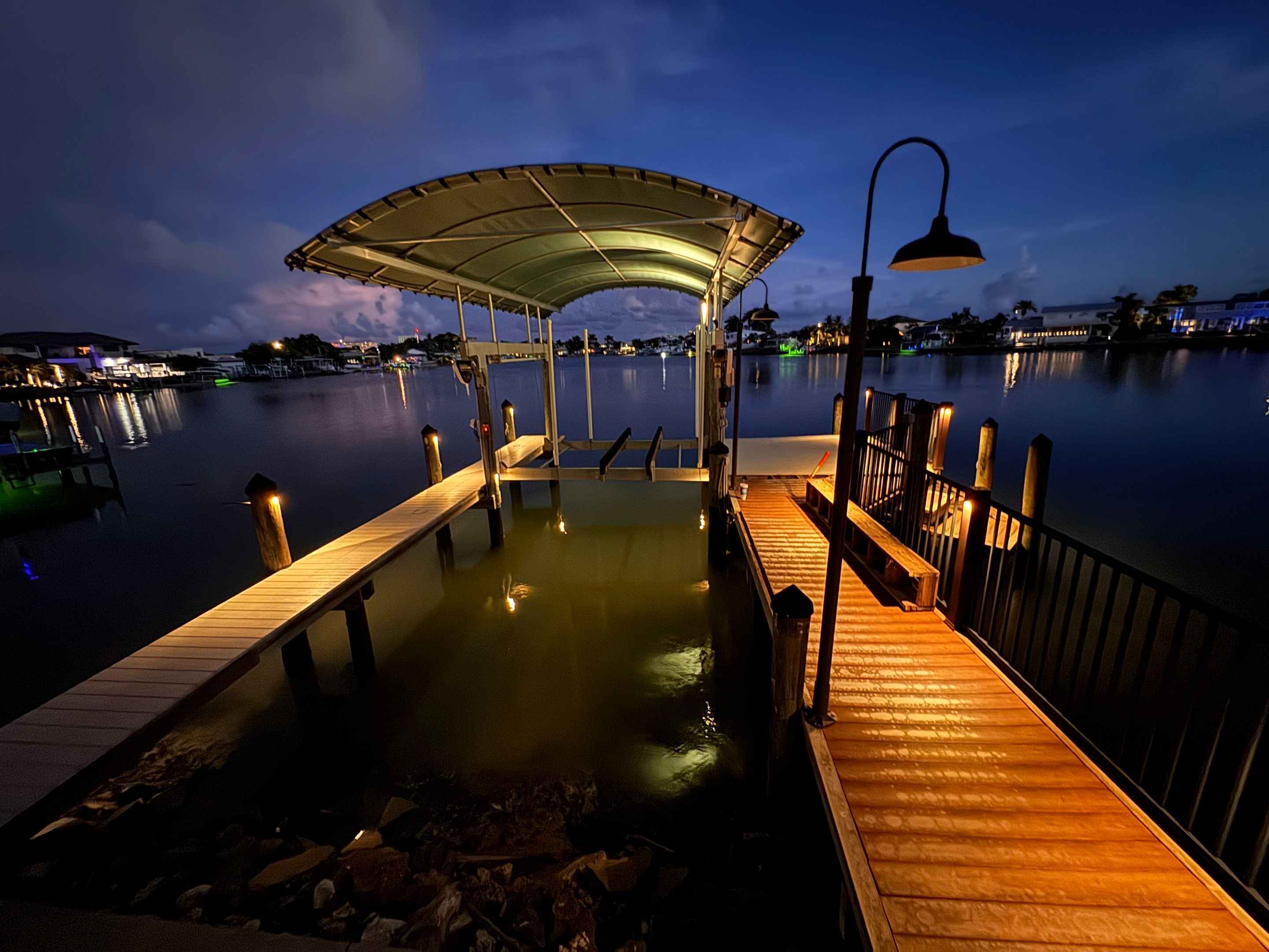 Waterfront Dock Lighting and Architectural Sconce Installation in St. Petersburg by Elegant Accents