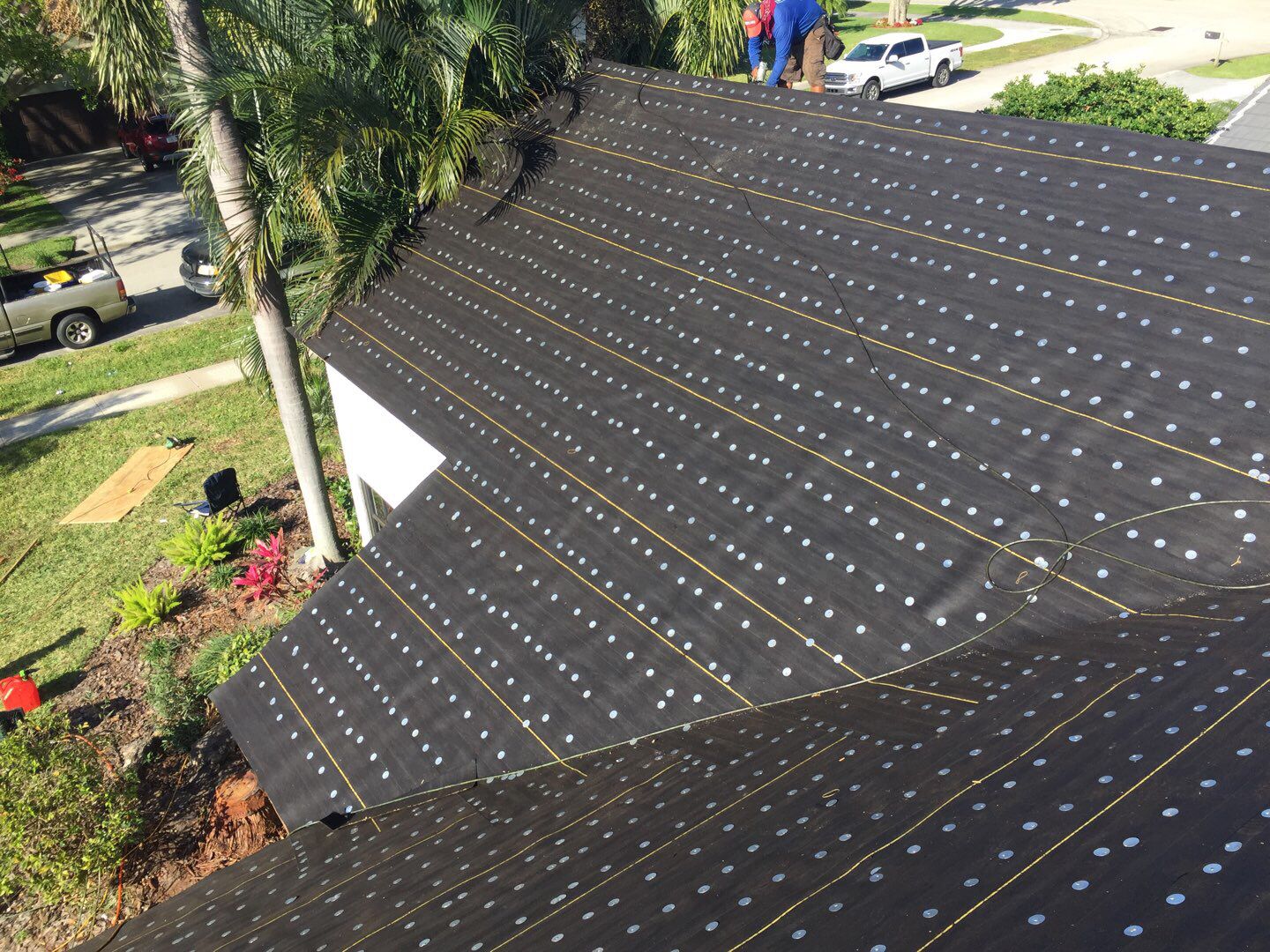 Residential Roofing Installation using 1" Nail strip metal roof by BLUES BROTHERS ROOFING