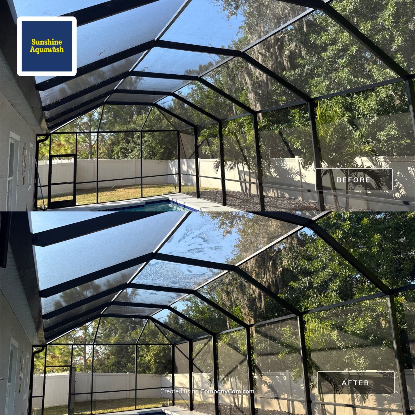 Painted Pool Deck & Screen Enclosure Cleaning | Heron Creek, Palmetto FL by Sunshine AquaWash