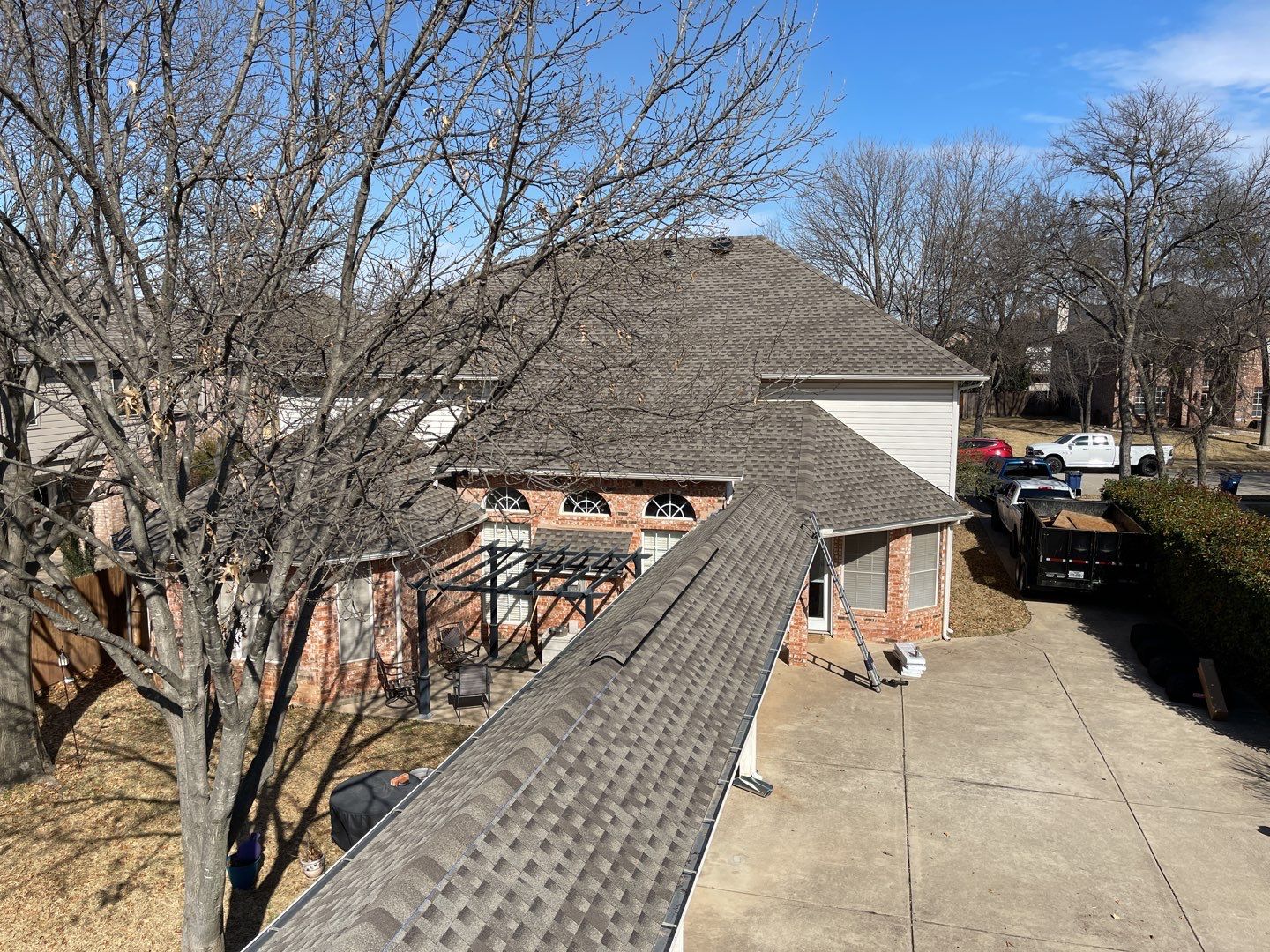 Major storm damage required full roof replacement along with other exterior repairs by First United Roofing & Construction