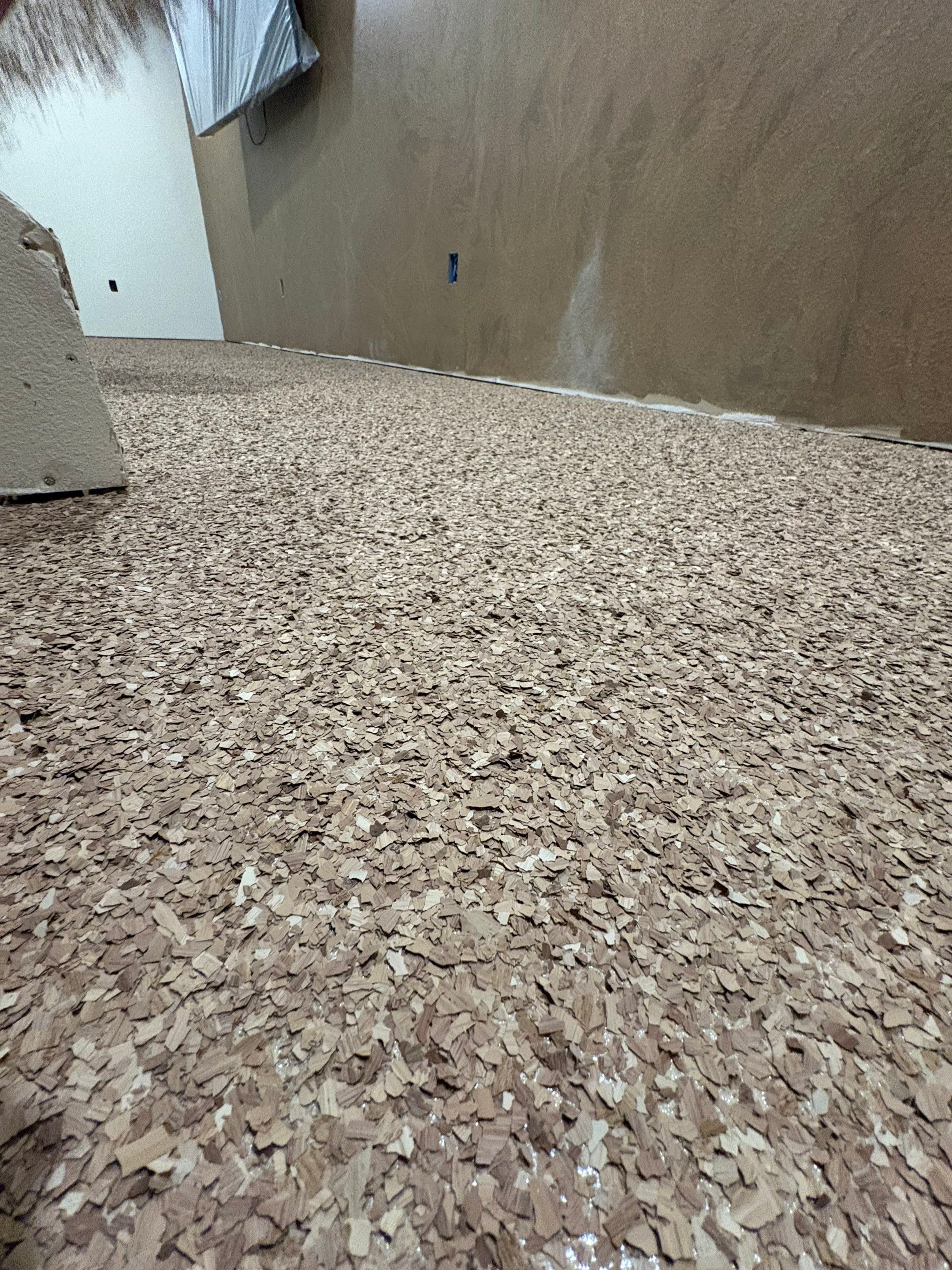 Custom Chip Concrete Coating for Colman Basement and Garage by Select Painting, Coatings & Garage Cabinets