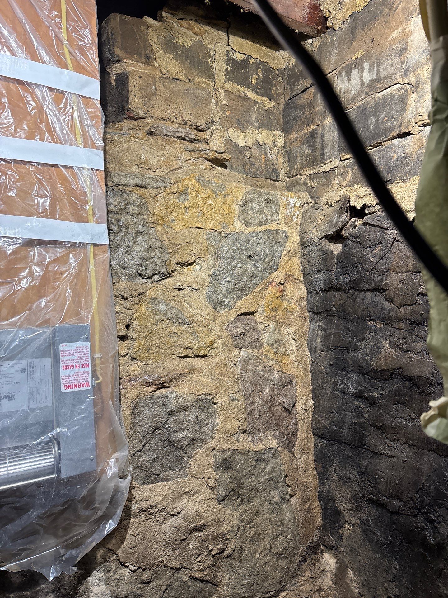 Parge Coating Drew's Stone Foundation by Waterproofing Northeast
