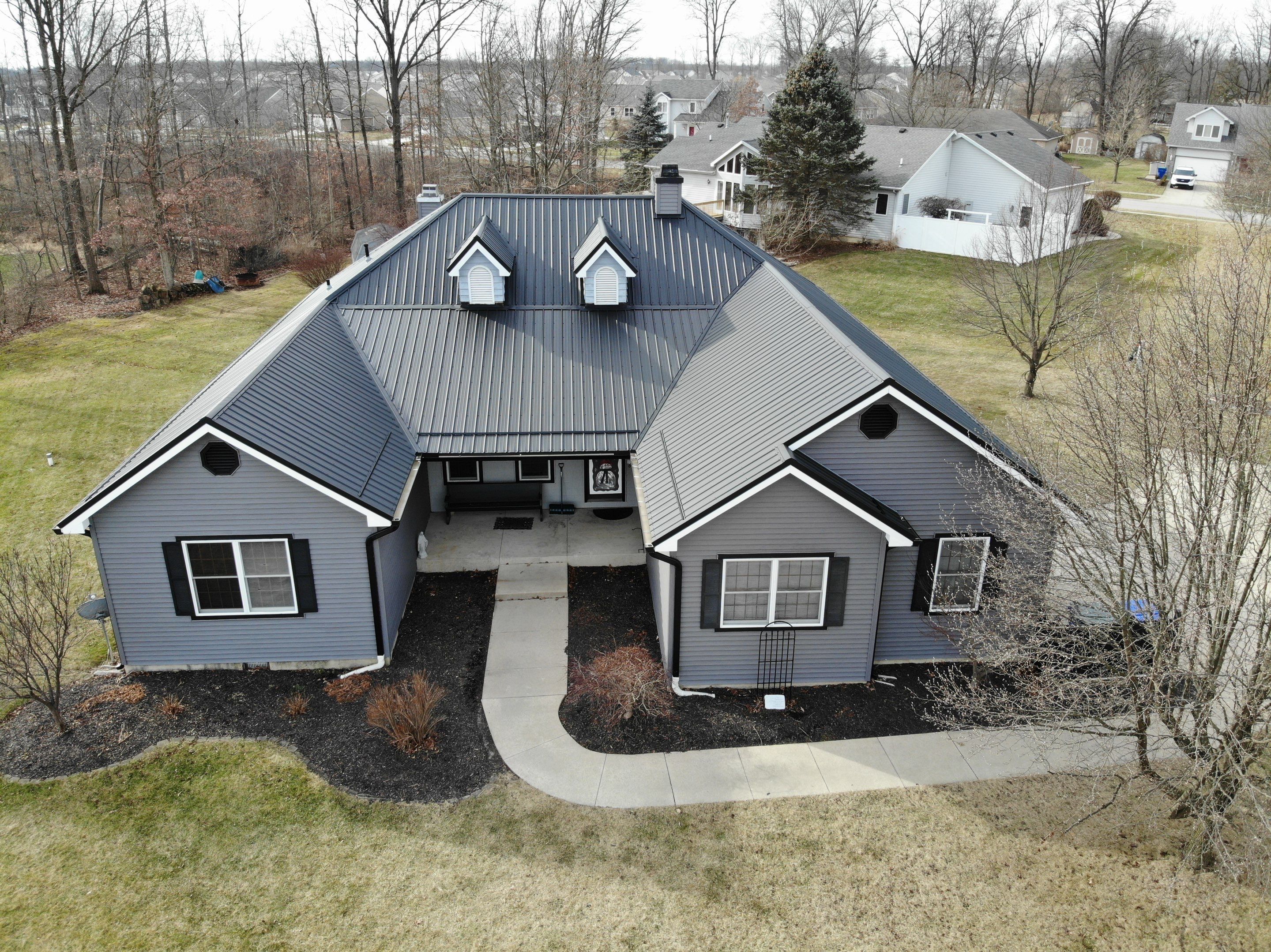 Black Frost Exposed Fastener Metal Roof in Fort Wayne, Indiana by 4Ever Metal Roofing