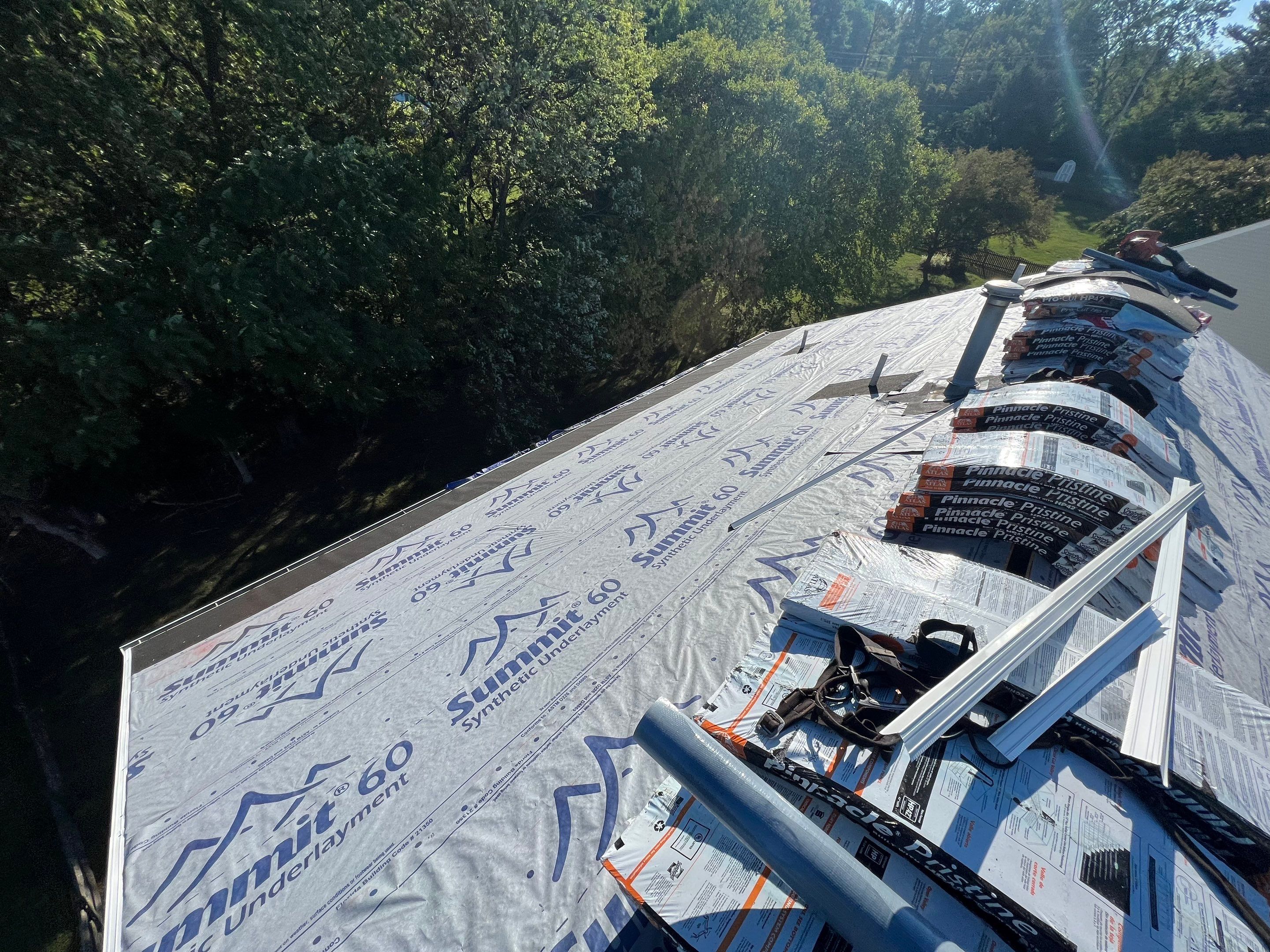 Residential Roofing Installation using Atlas Pinnacle Pristine Pewter Architectural Shingles by Frederick Roof Repair
