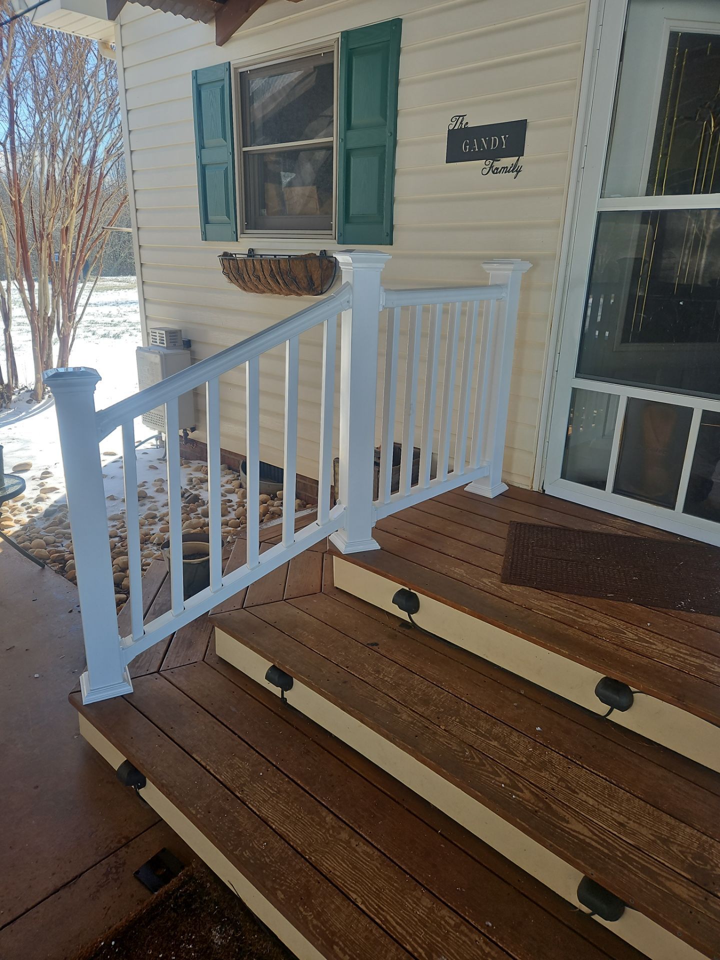 Carport Entry Vinyl Railing Install by A Step Above Handy LLC