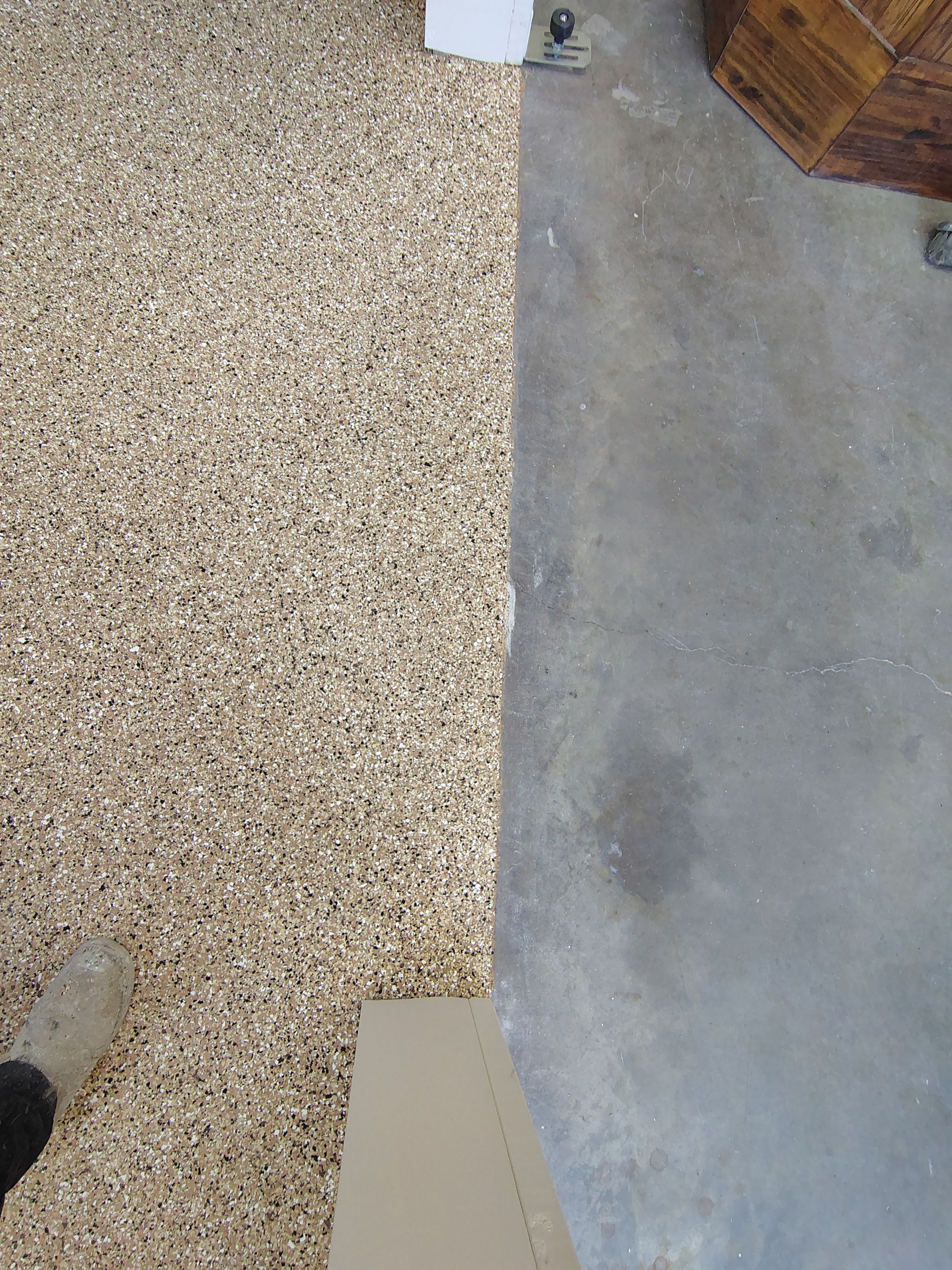 Durable Epoxy Flake Floor Coating for Commercial Workshop by Select Painting, Coatings & Garage Cabinets