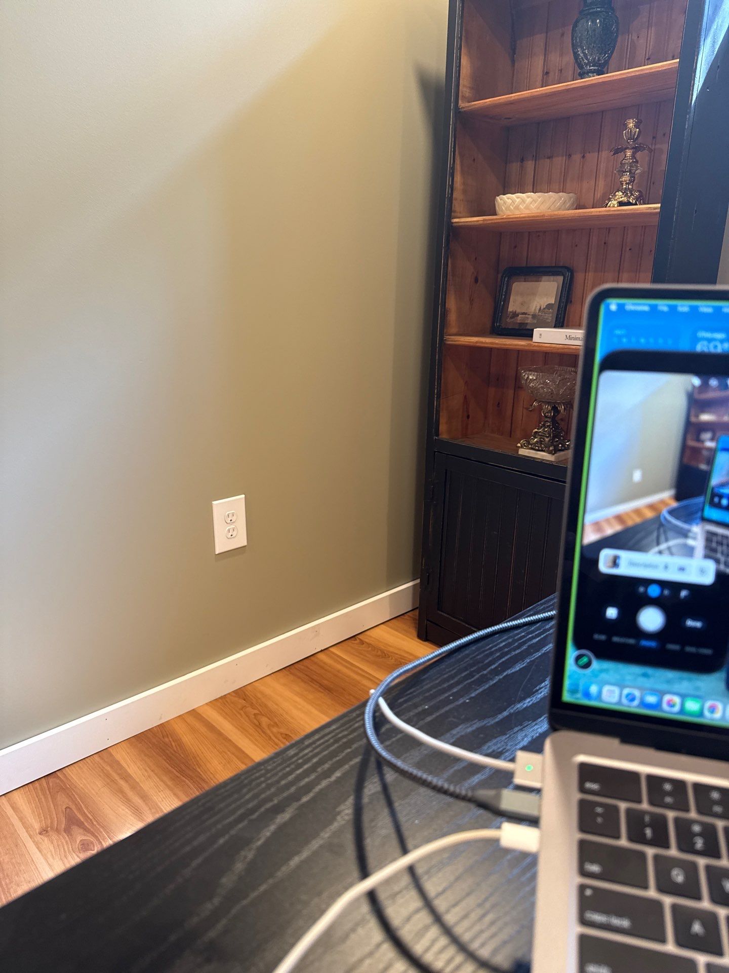 Lincoln Home Office Renovation With Sage Green Walls and Laminate Floors by CompanyCam Sales Demo