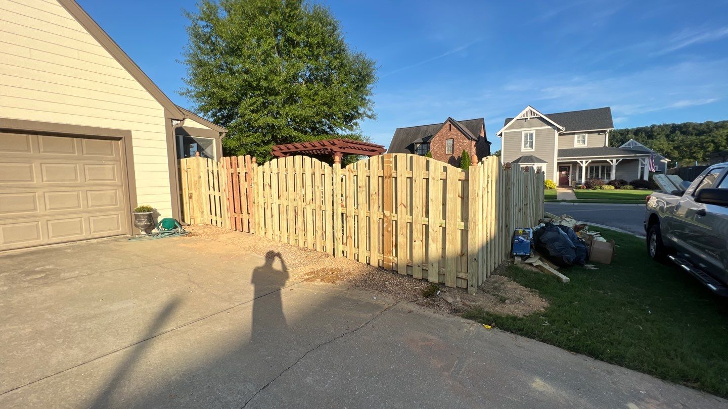 Chase Lake - Arched Shadowbox Fence by Pillar and Pine