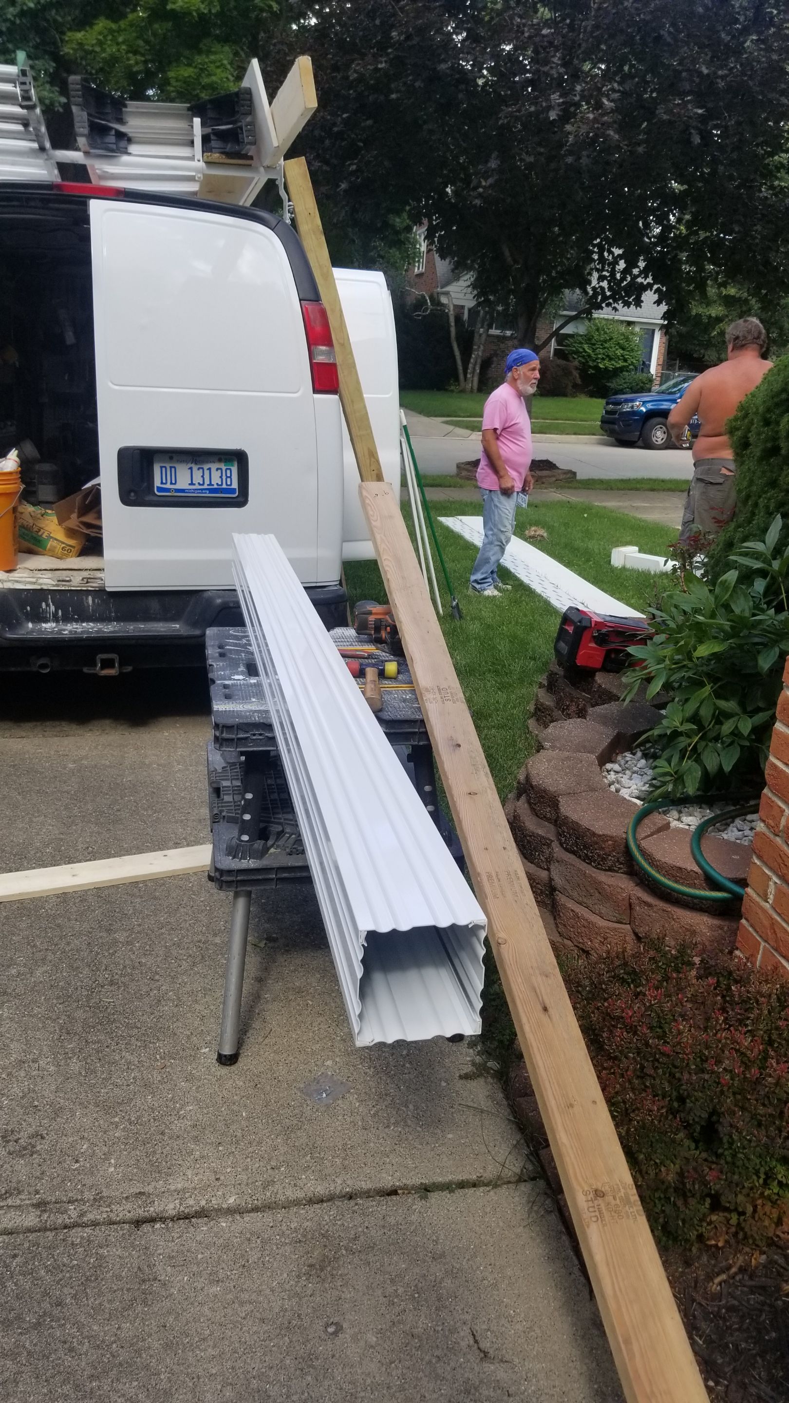 Replace old columns new carpentry repair door masonry limestone steps in Dearborn, MI by Northwest Construction 