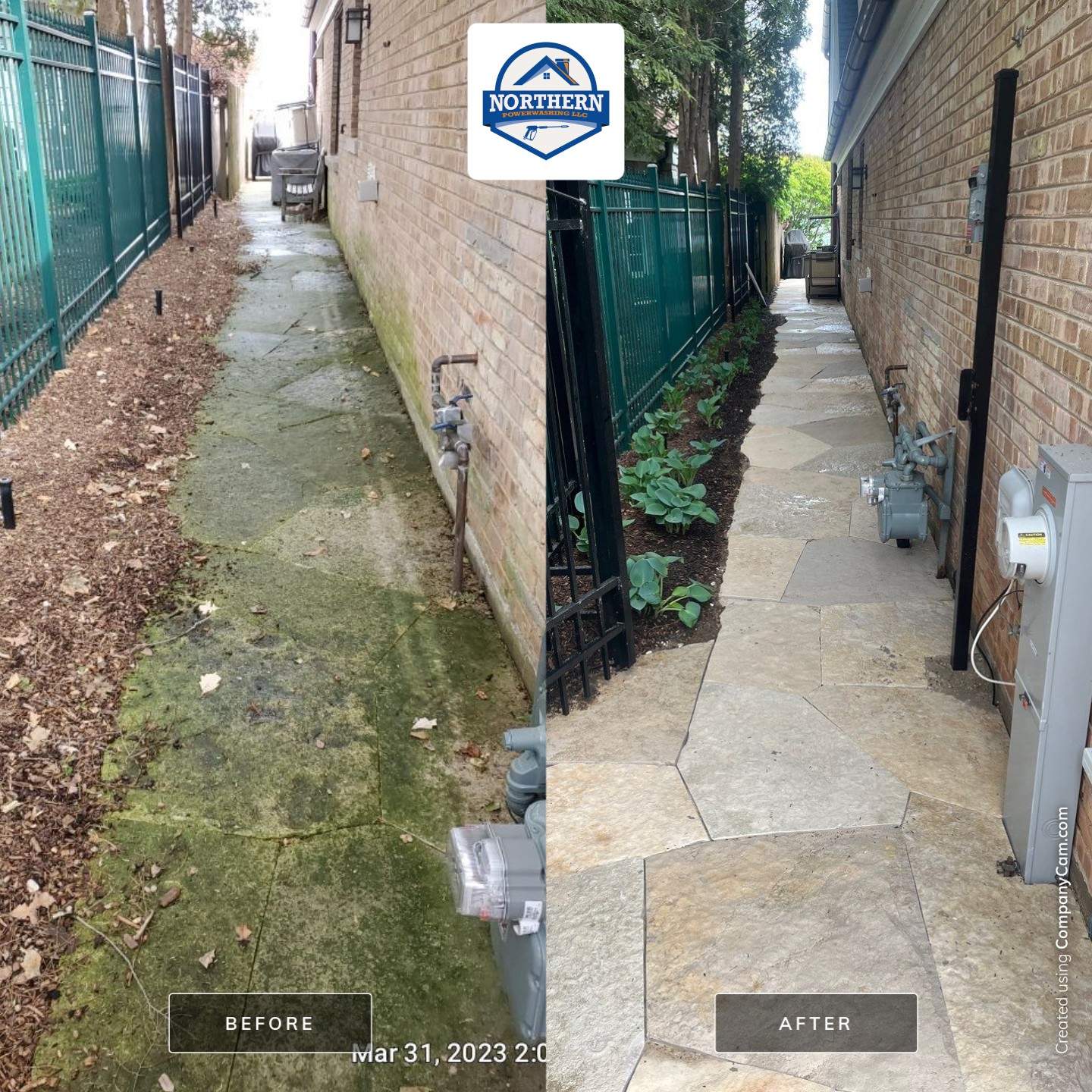 Evanston, IL stone patio cleaning by Northern Power Washing LLC.