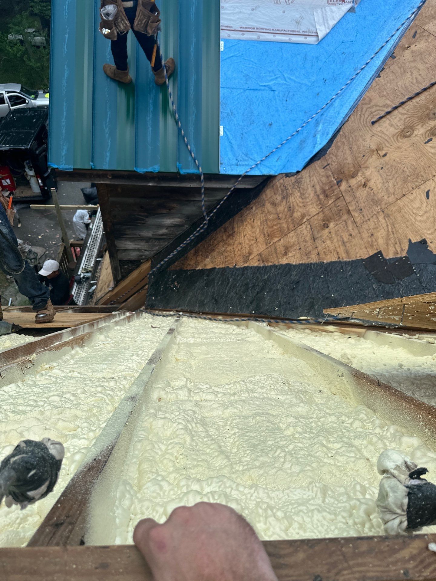 Exterior Installation using Closed Cell Spray Foam by NYS Foam & Energy