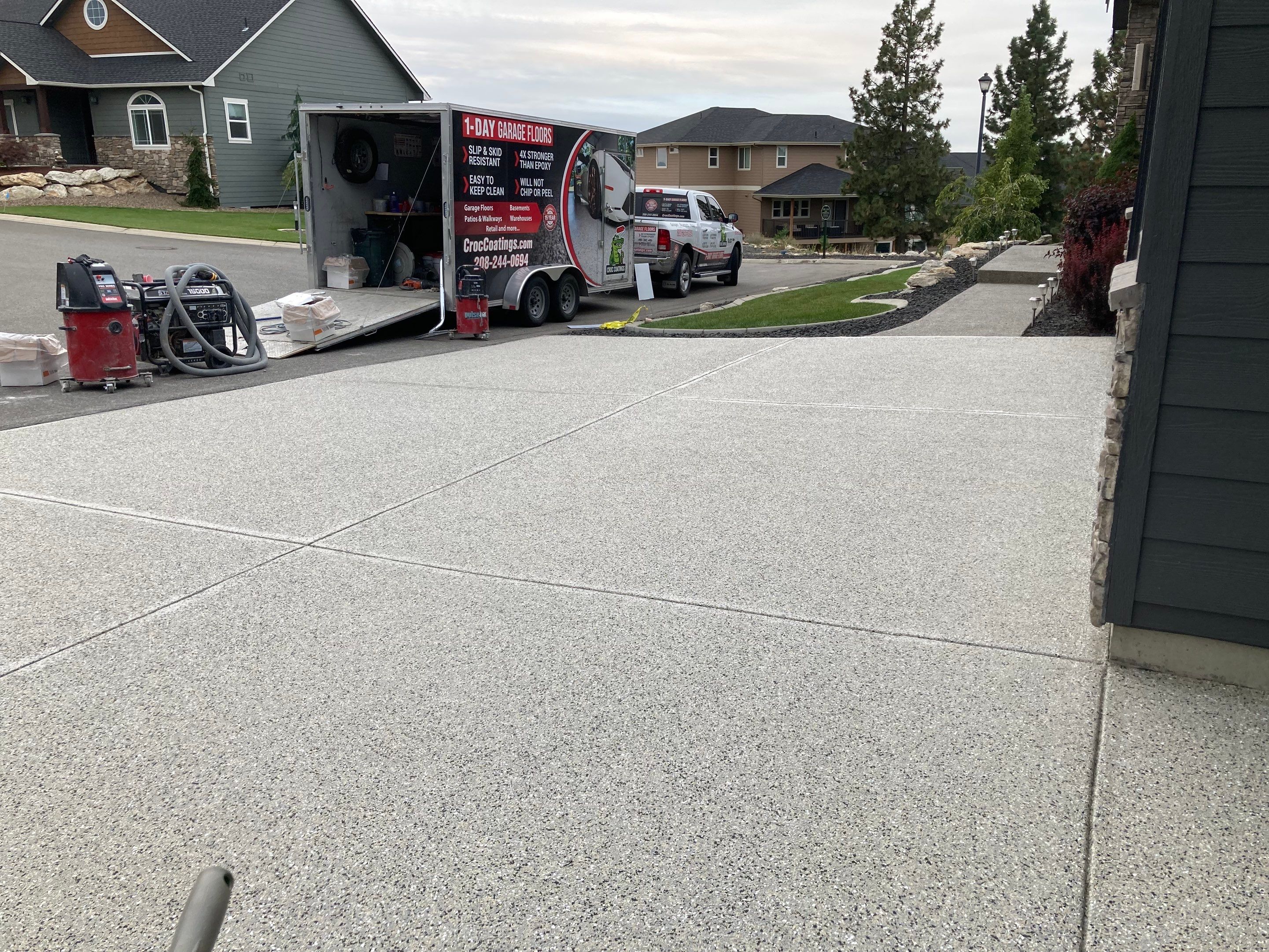 Driveway Transformation using Mediterranean Colorway by Croc Coatings, LLC