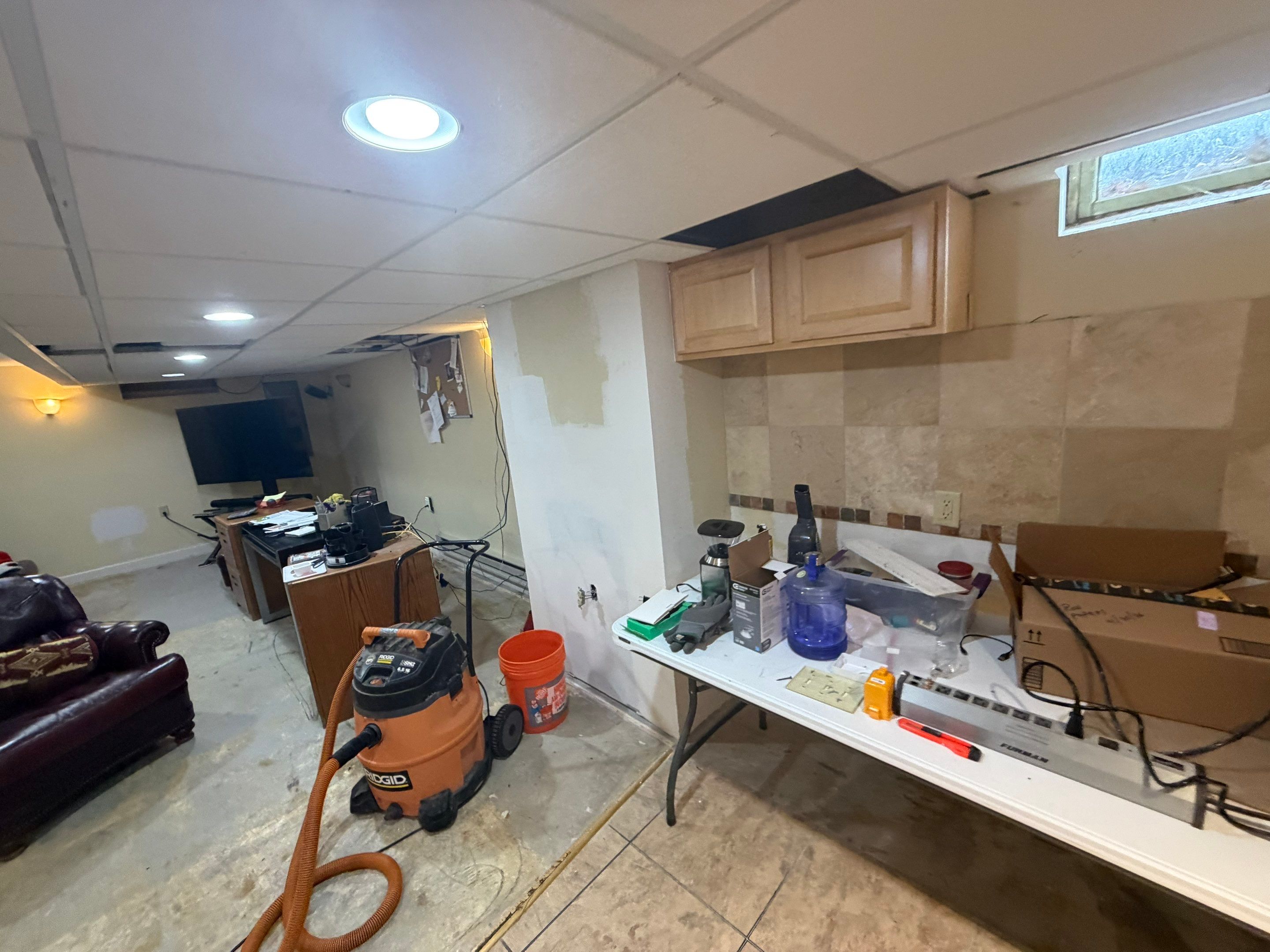 Basement Kitchen Renovation and Interior Wall Finishing in Brookfield by OCS Contracting Services