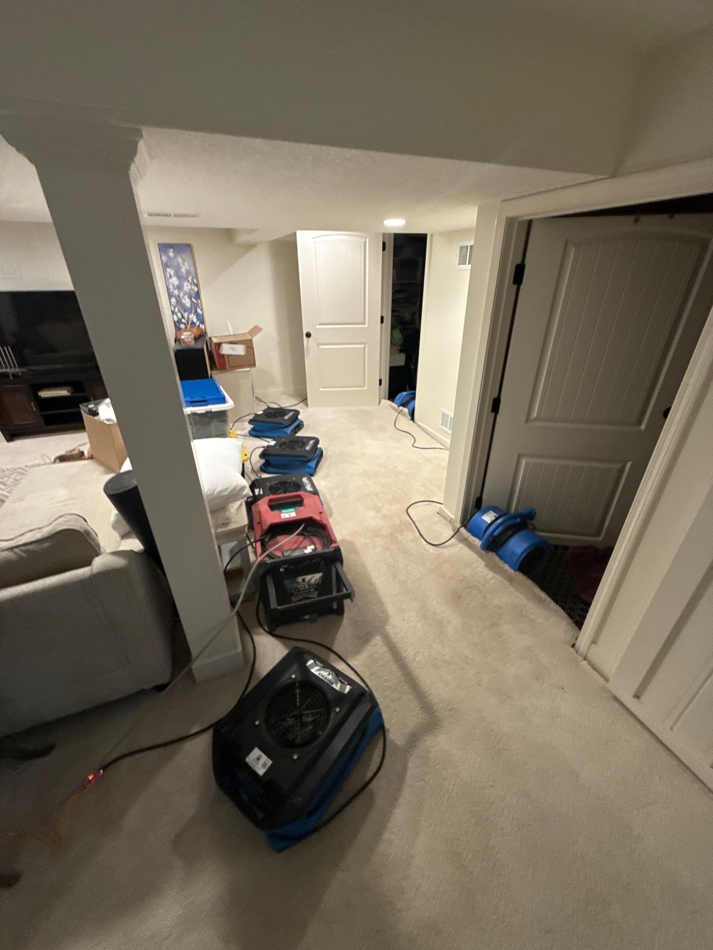 Basement Water Damage Restoration and Structural Drying in Leawood by Fine Restoration