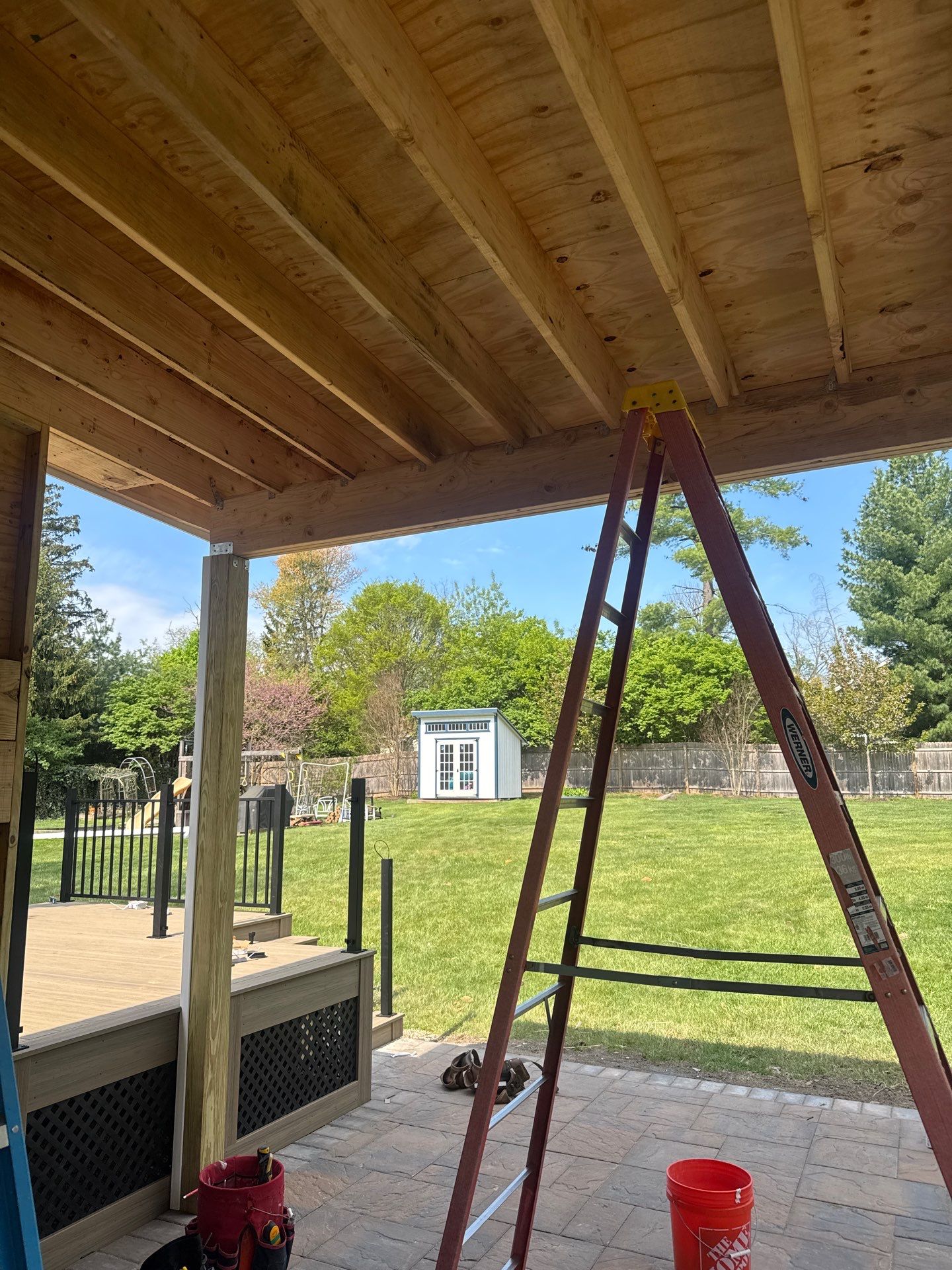 Deck Resurface with an add on roof in Princenton by deck guardian