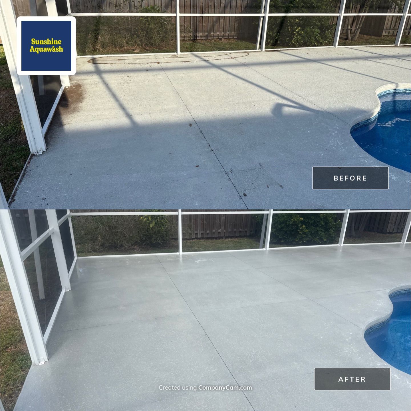 Painted Pool Deck & Pool Cage Cleaning in Allendale – Bradenton, FL by Sunshine AquaWash