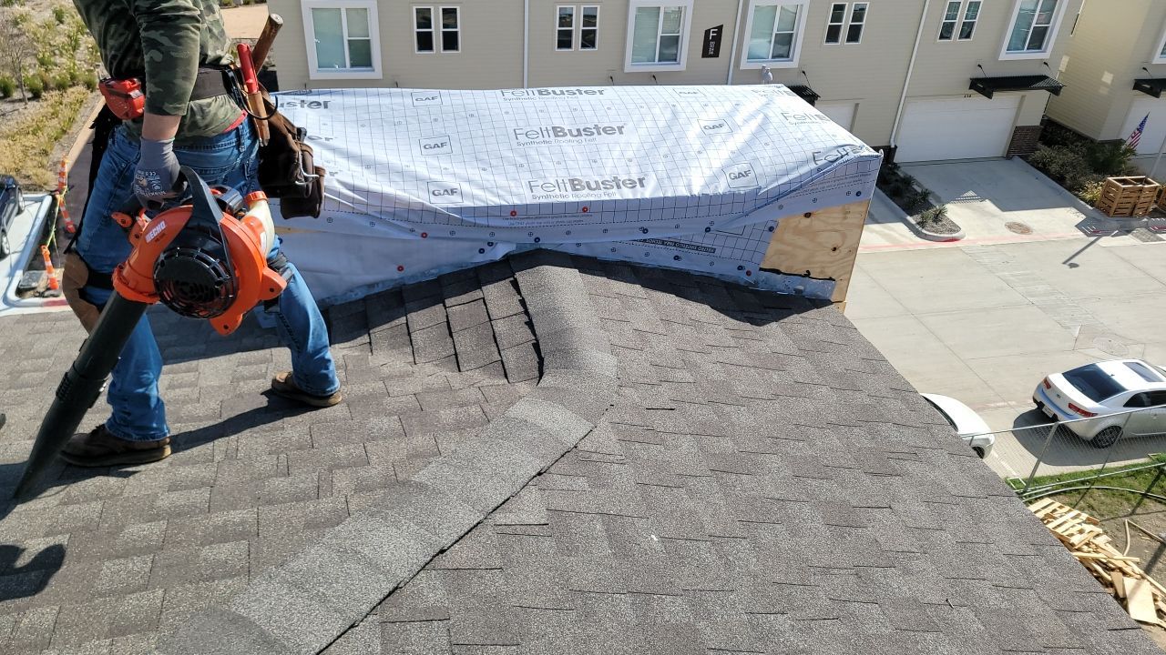 Apartment Roofing Installation using GAF HDZ Shingles, GAF TPO and Pavers in Lewisville, TX by Roof Experts