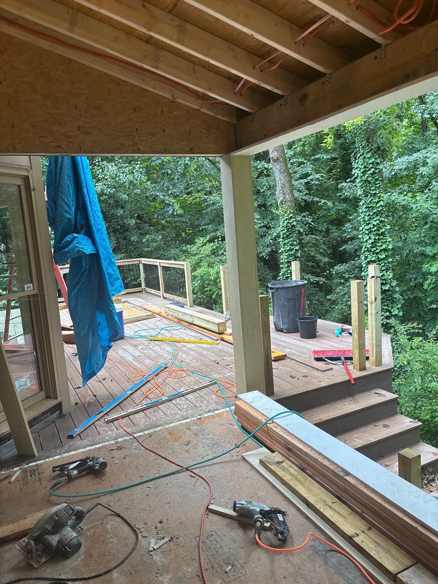 Deckorators Voyage Deck and Shed Style Covered Porch Build with Drink Rail by Nelson Exteriors 