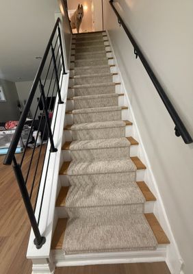 Custom Patterned Carpet Runner Installation on Chicago Residential Staircase