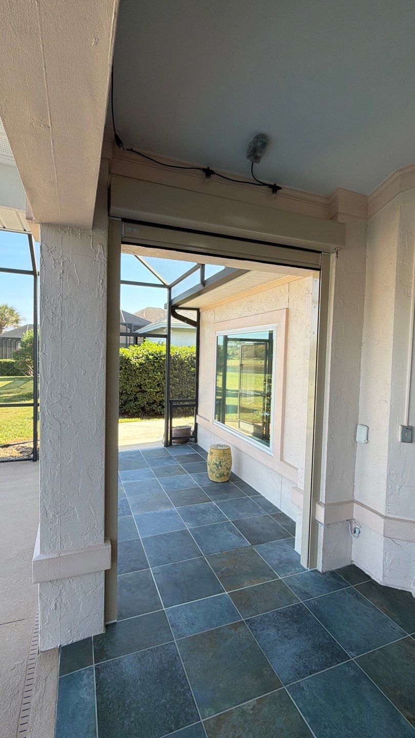 Ultrashield Hurricane Screen in Black/Beige by Smart Guard Shutters