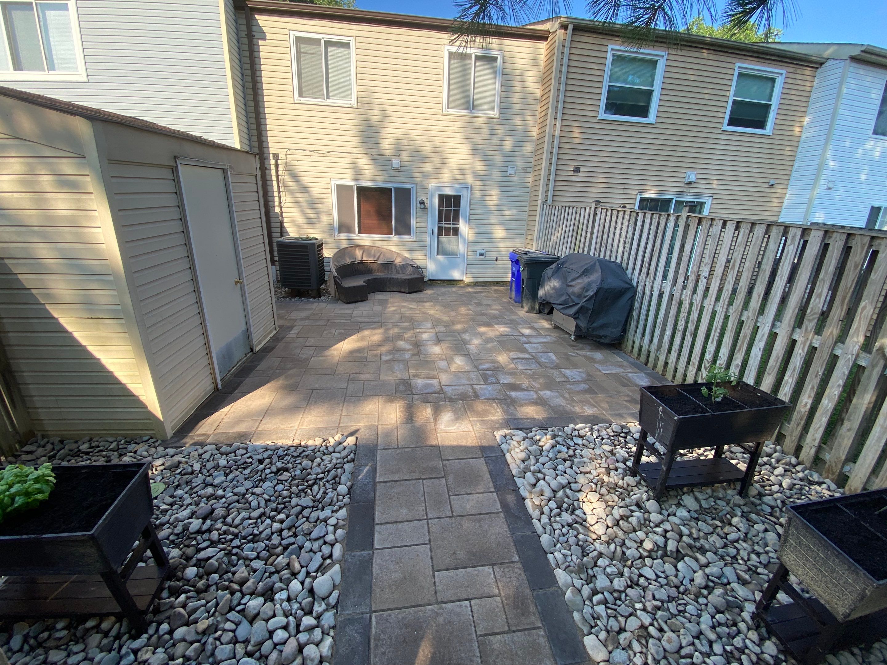 Backyard Transformation using Techo-Bloc Pavers by The Smet Companies, LLC