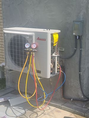 HVAC Heat Pump w/ Dual Fuel Hybrid using Amana S-Series Heat Pump, Amana Modulating Variable 98% efficient Furnace