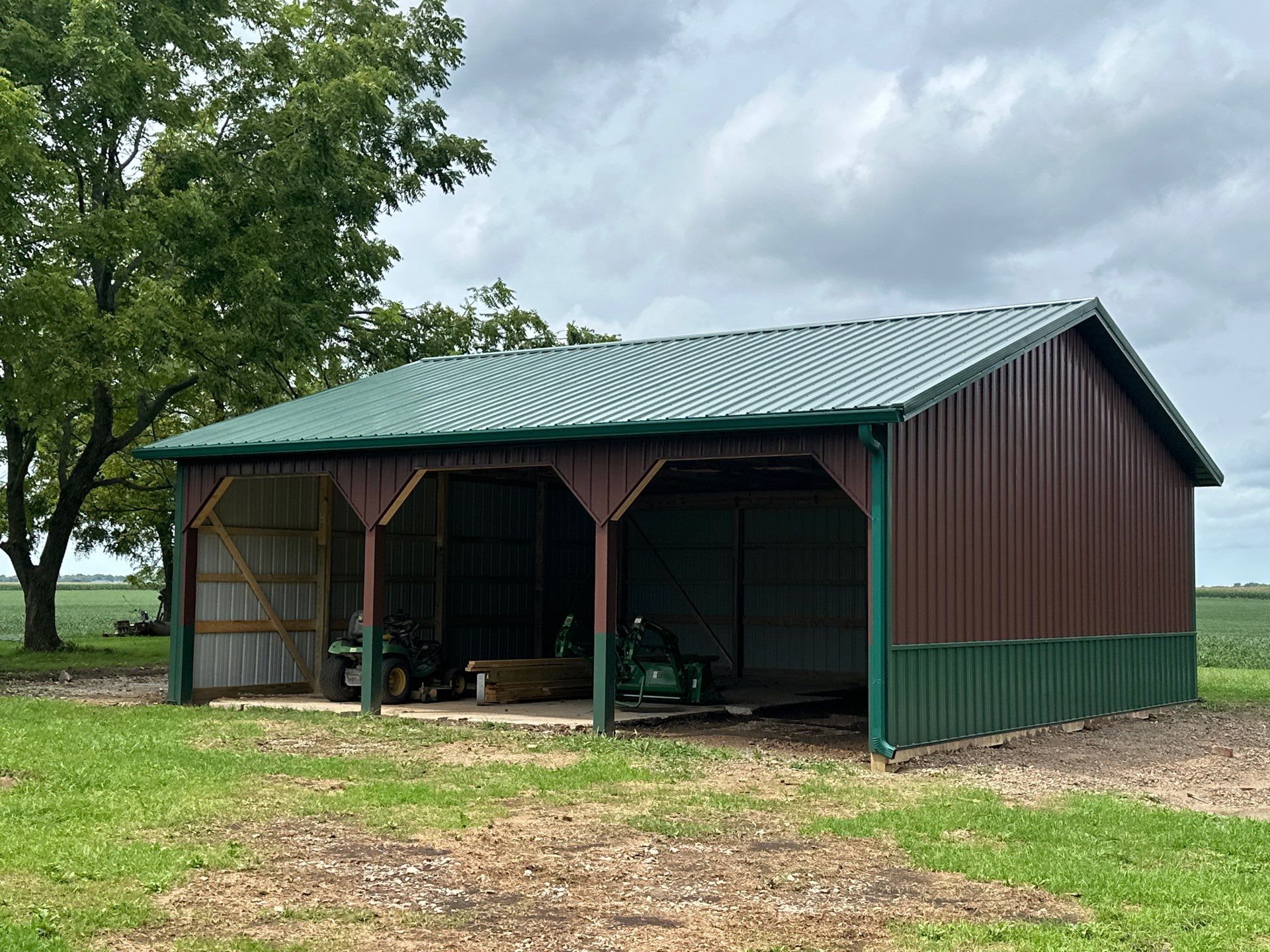 Multi-Bay Custom Pole Barn Construction in Arlington, Indiana by The Barn Builders 