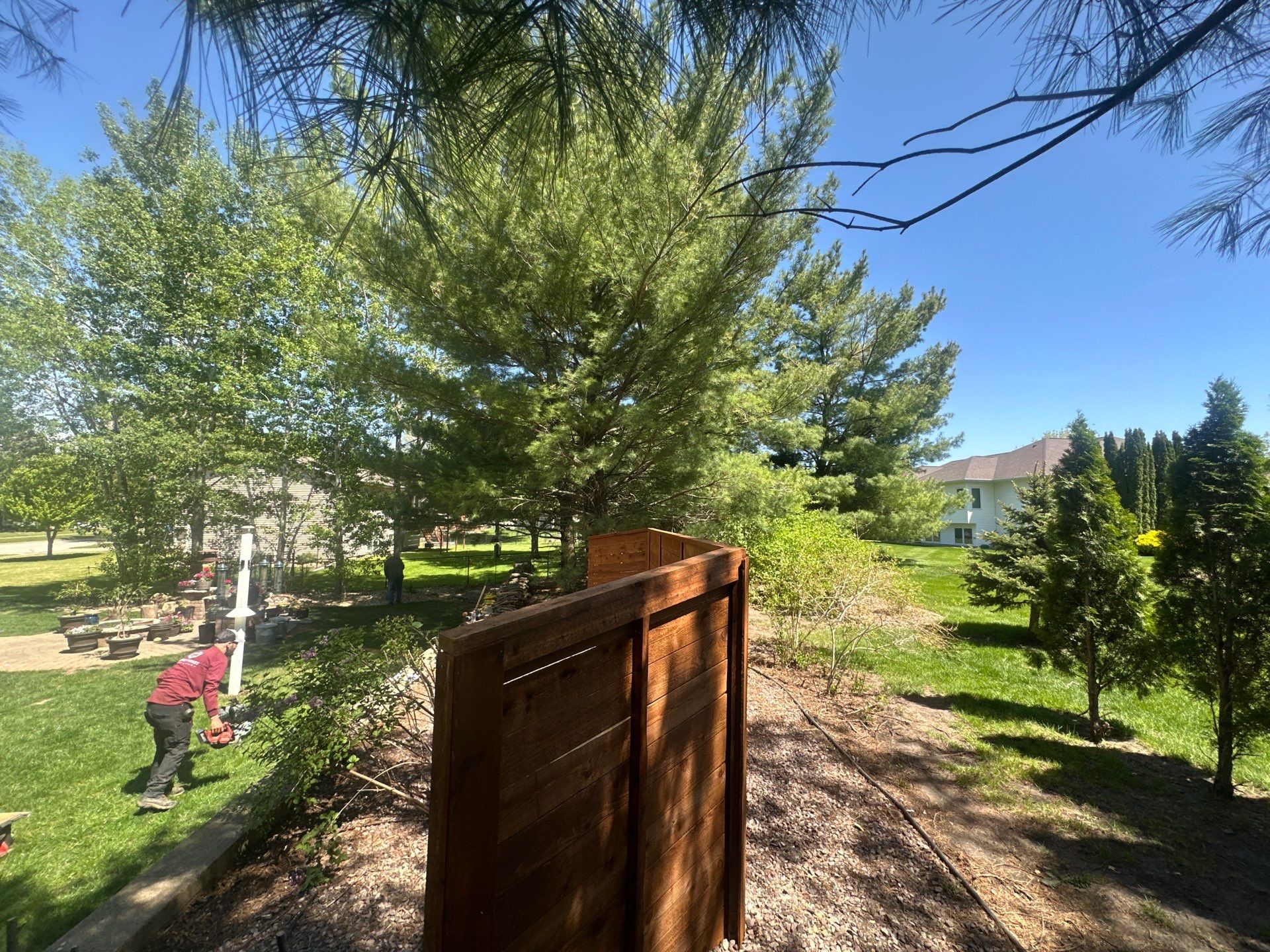 Horizontal Stained Wood Privacy Fence Installation in Waterloo by Perfect Picket Fence and Stain
