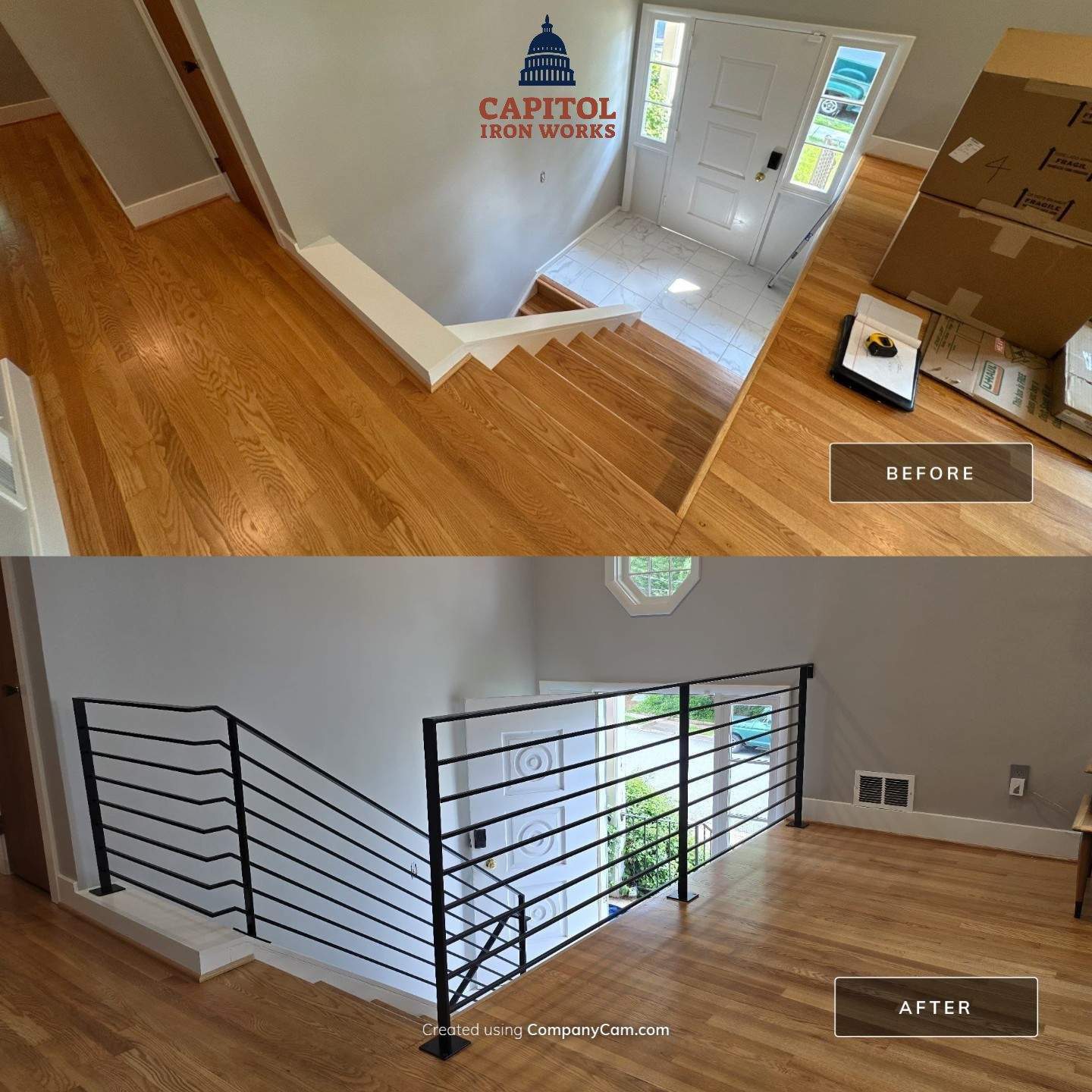 Modern Horizontal Iron Railings – Nottingham St – Arlington, VA by Capitol Iron Works