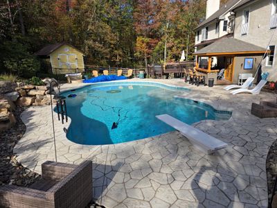 stamped concrete pool deck
