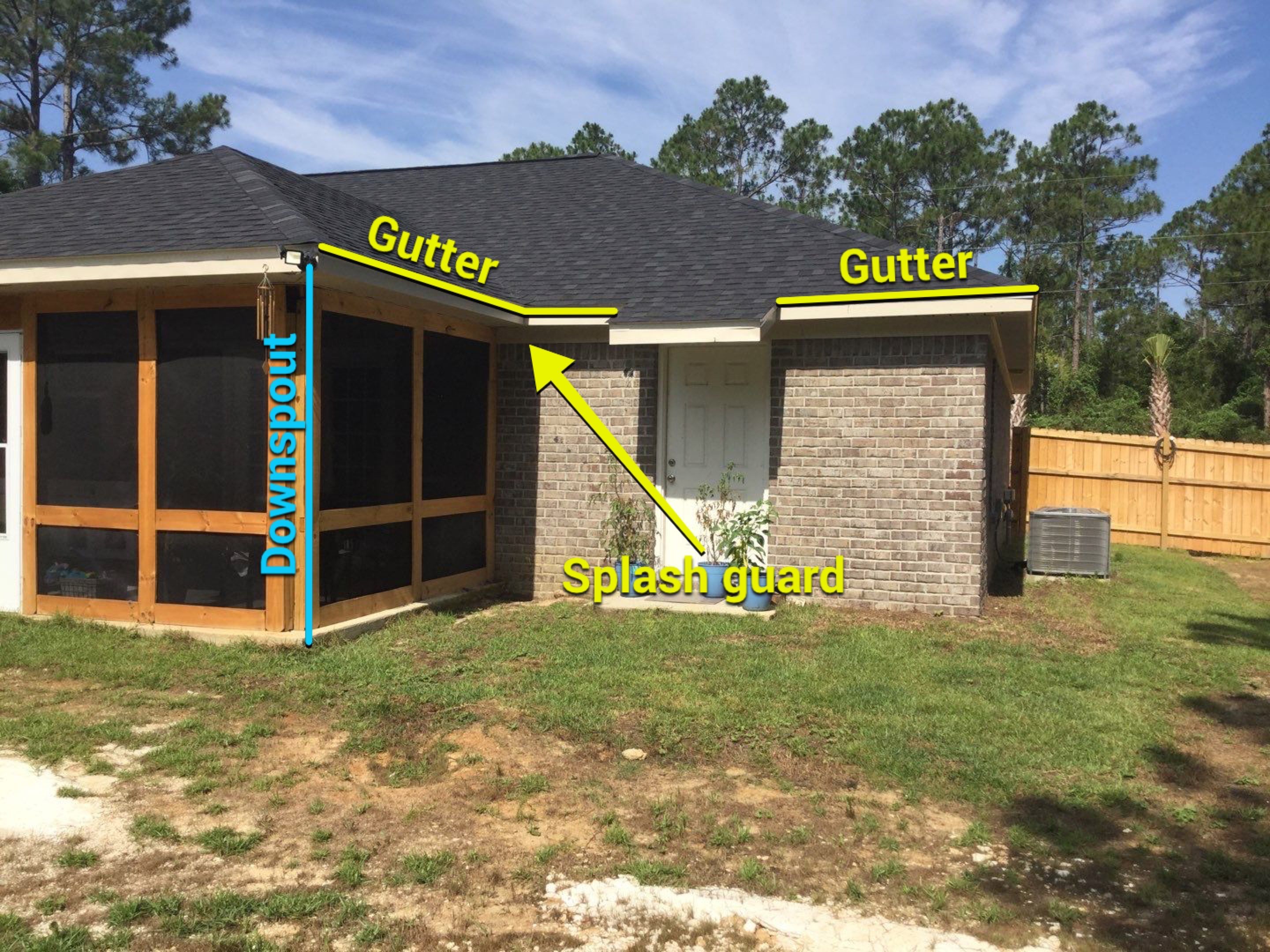 Downspout Installation using White Down Spouts in Milton FL by Gutter Professors