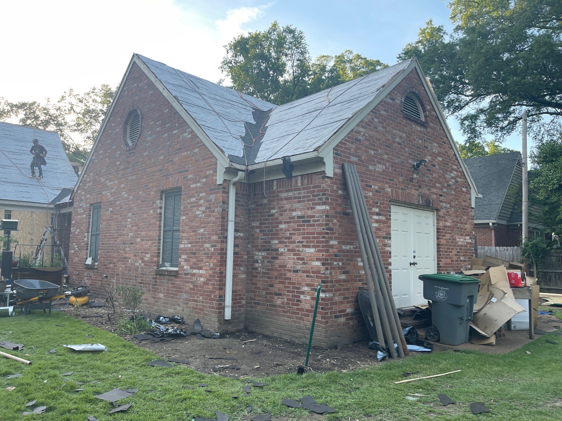 Full Roof Replacement with gutter upgrade after tree impact damage in East Memphis by Revival Roofing Services