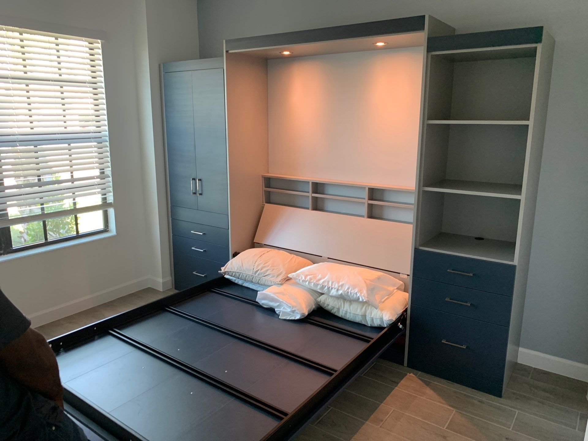 Mysterious Blue & Willow Queen Panel Bed Wall System by More Space Place