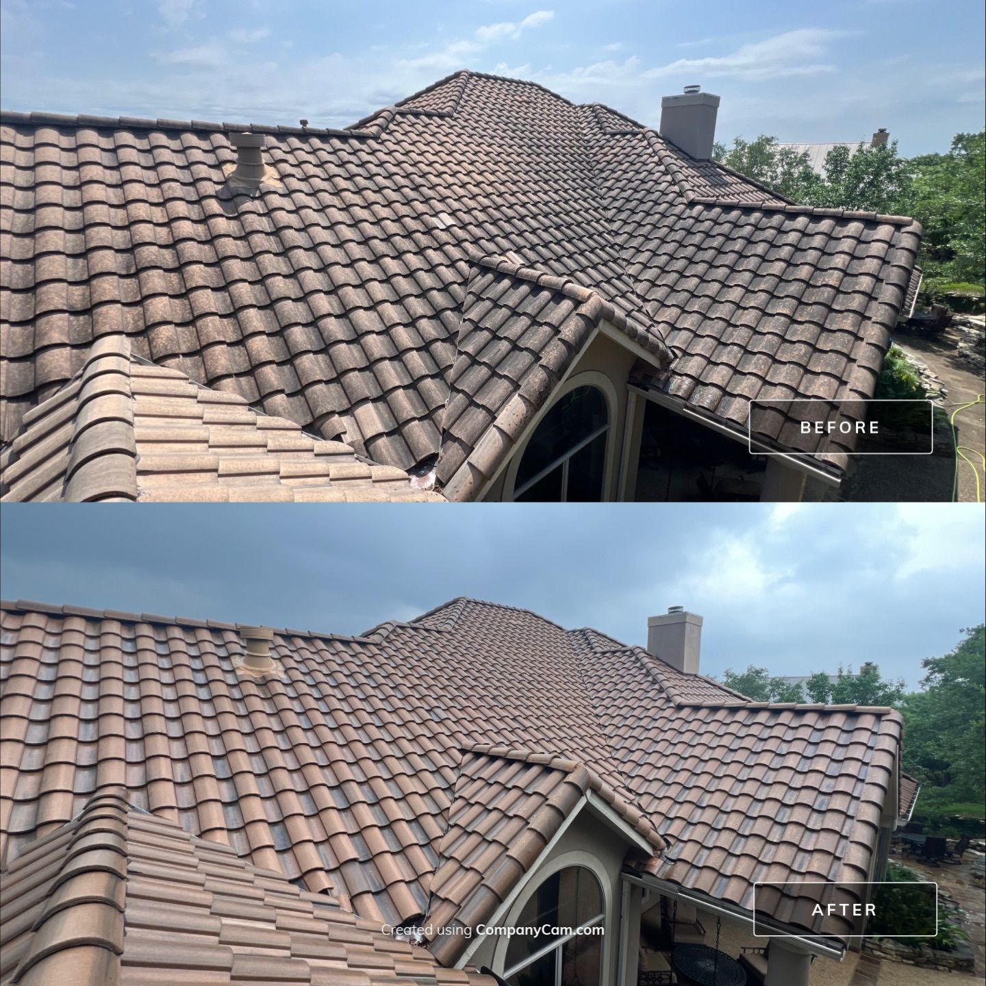 Tile Roof Wash Project in San Antonio by Bright Choice