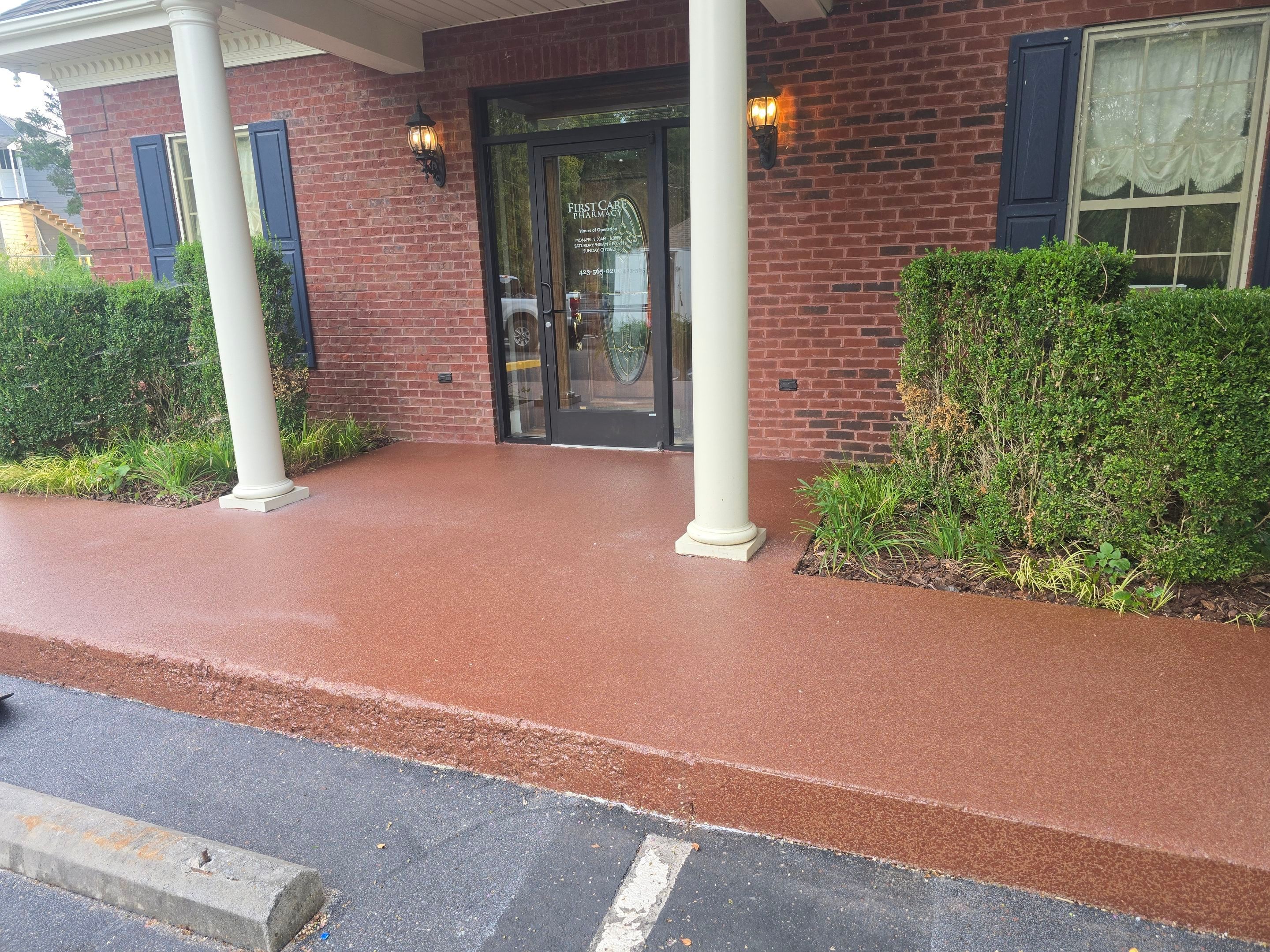 Front Porch and Sidewalk Using Redwood  by Elite Floor Solutions