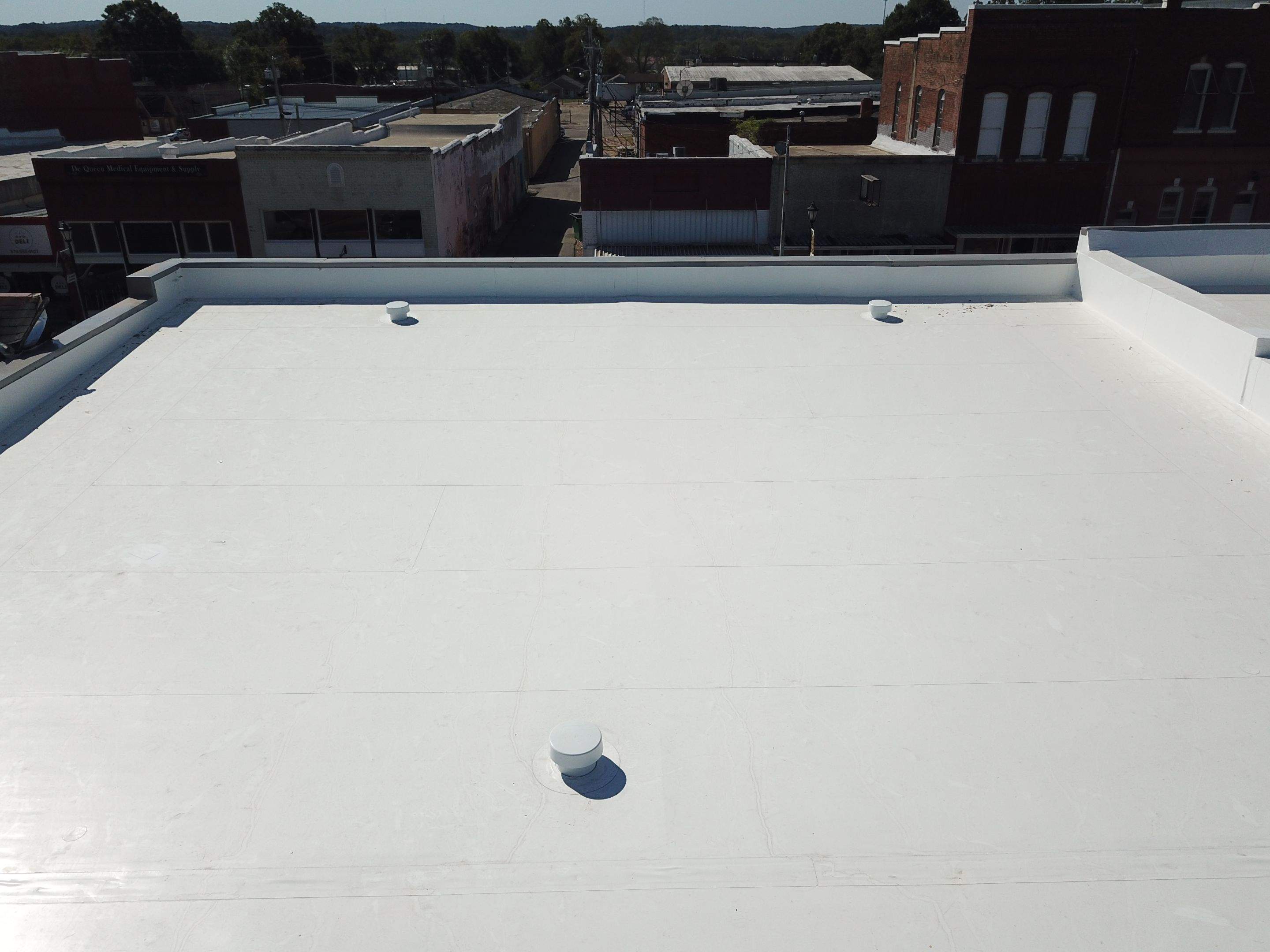 Commercial Roofing Installation in DeQueen, AR, using 50 mil PVC by Hostetler Roofing