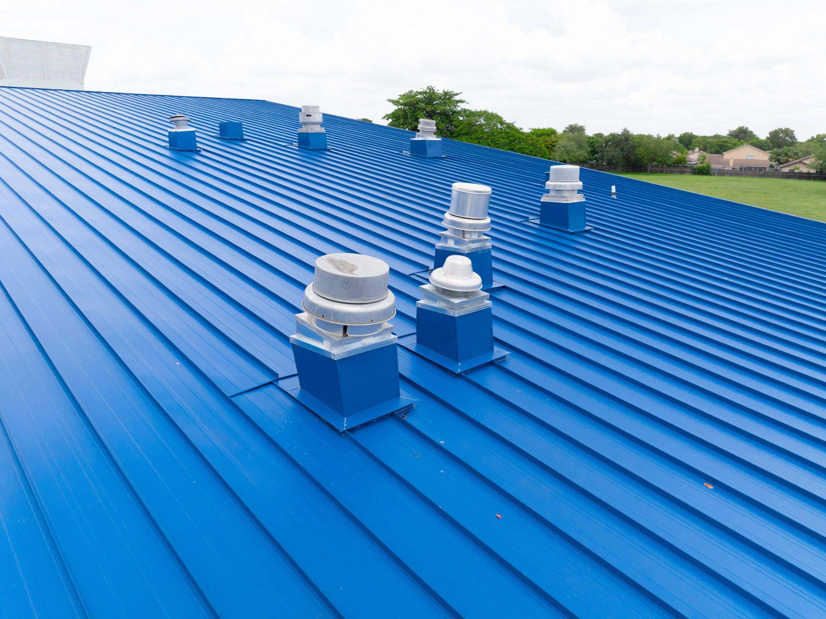 24ga 1.5" Mechanical Seam Slate Blue by Total Roofing System The Metal Roof Experts
