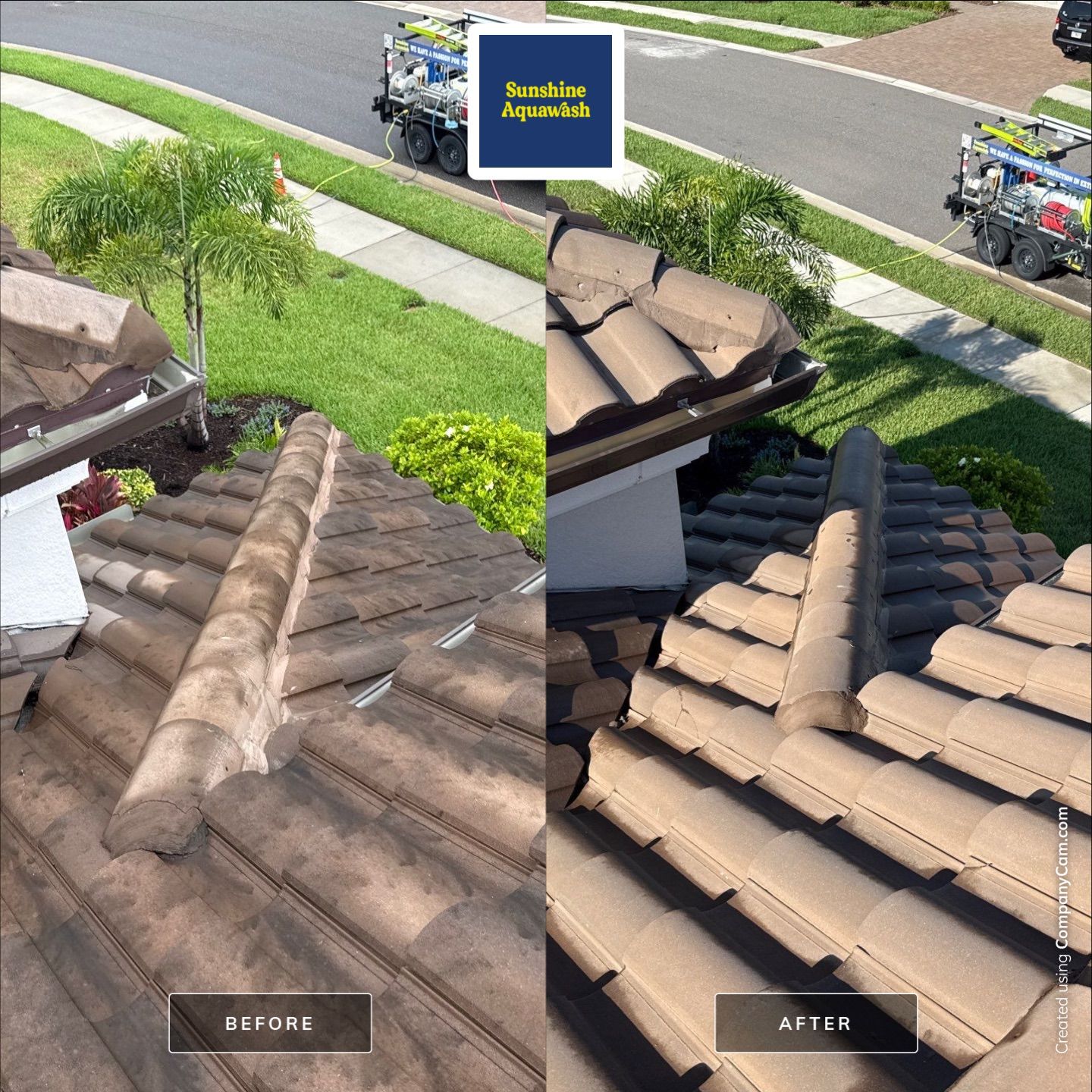 Concrete Tile Roof, Paver Driveway & Lanai Cleaning – Artisan Lakes Esplanade, Palmetto, FL by Sunshine AquaWash