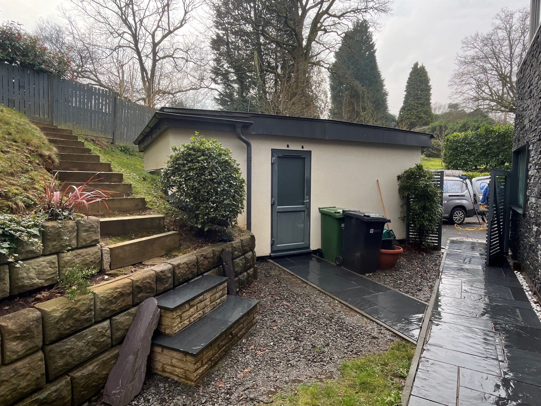 Render and patio clean using Honda 15lpm Low Pressure Washing Machine by Ges Exterior Cleaning ltd