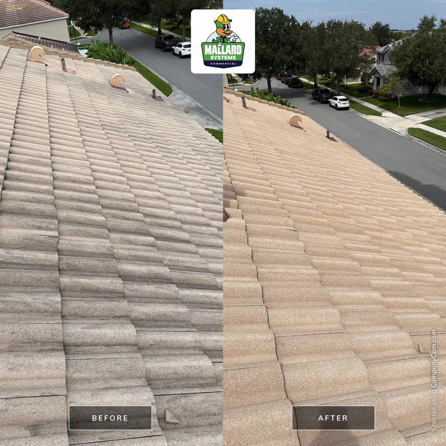 Full Exterior House Wash and Concrete Tile Roof Cleaning in Winter Garden by Mallard Systems