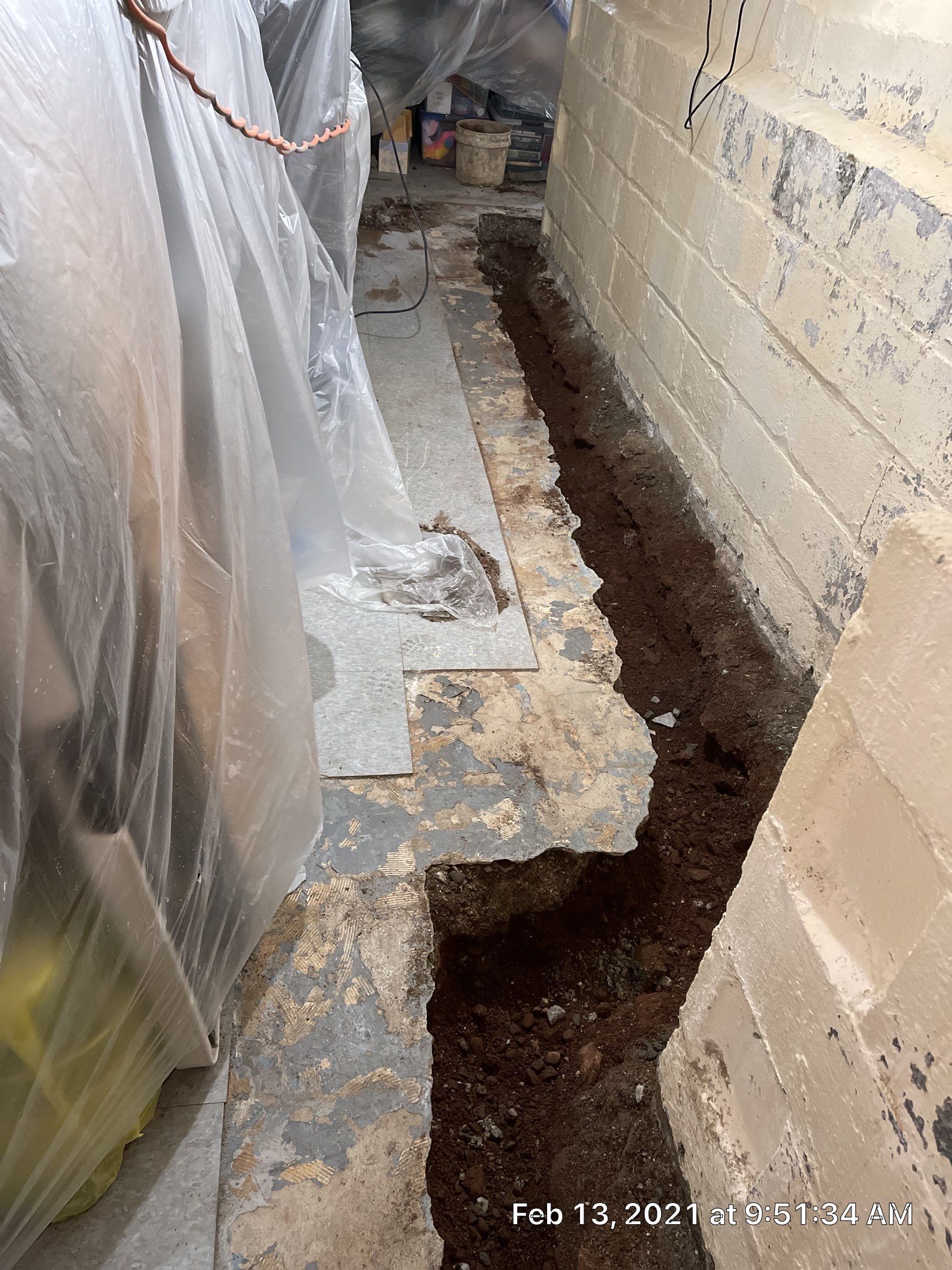 Interior French Drain Job in Bloomfield, NJ by Pure Service Pro, LLC 