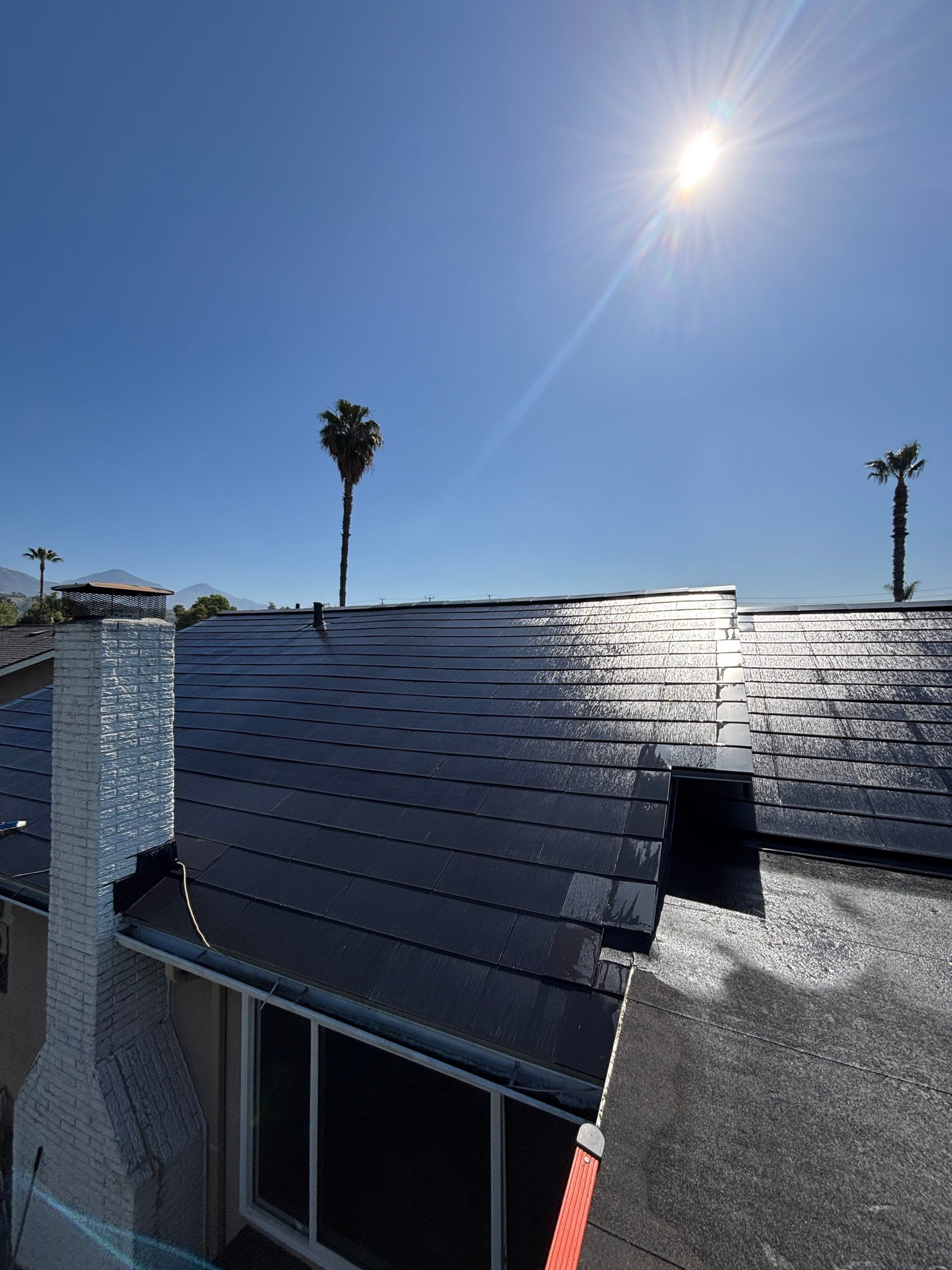 Tesla Roof Cleaning in La Verne Ca by Palm Coast Solar Cleaning