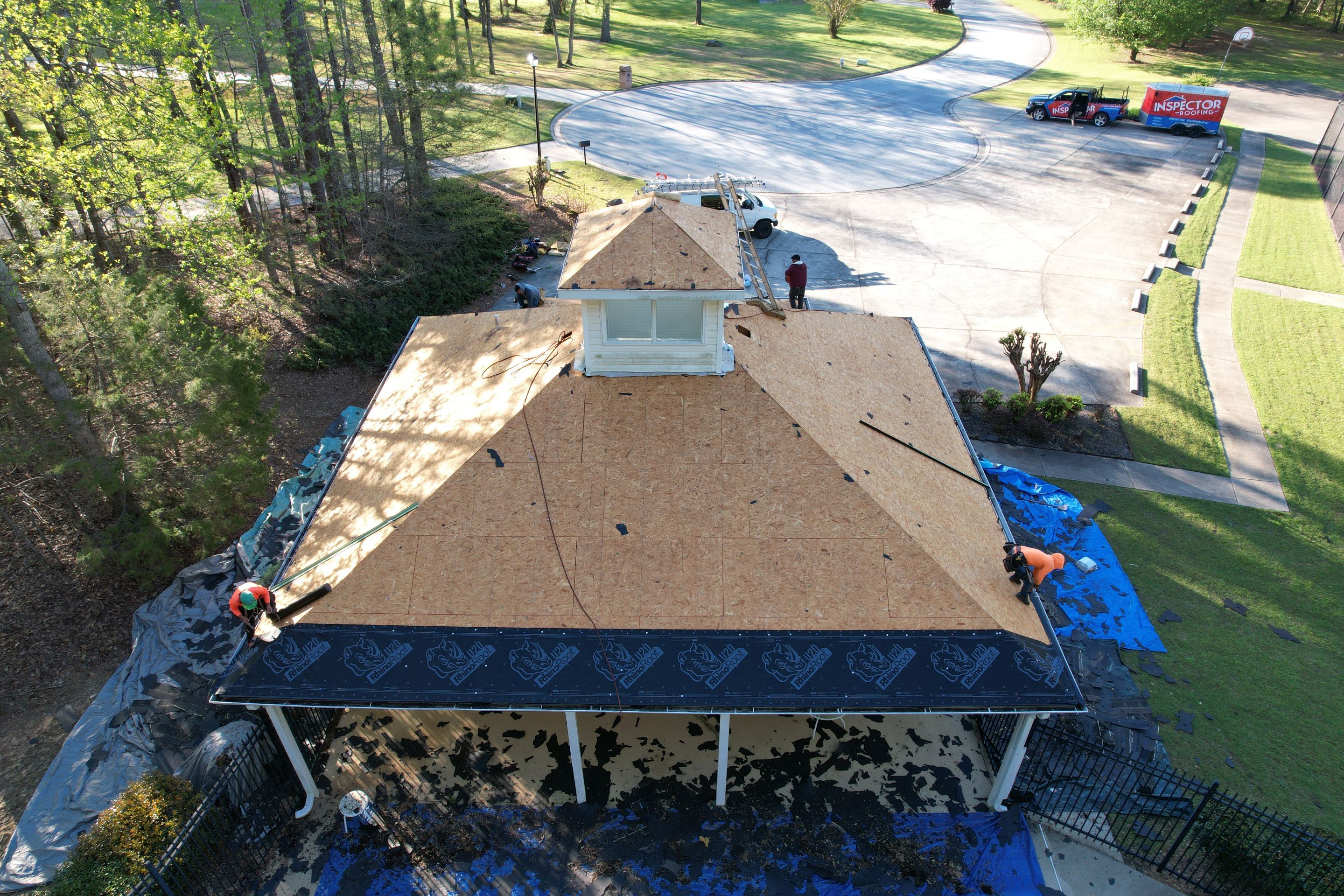 Pool House Roof Replacement using Owens Corning Onyx Black by Inspector Roofing and Restoration