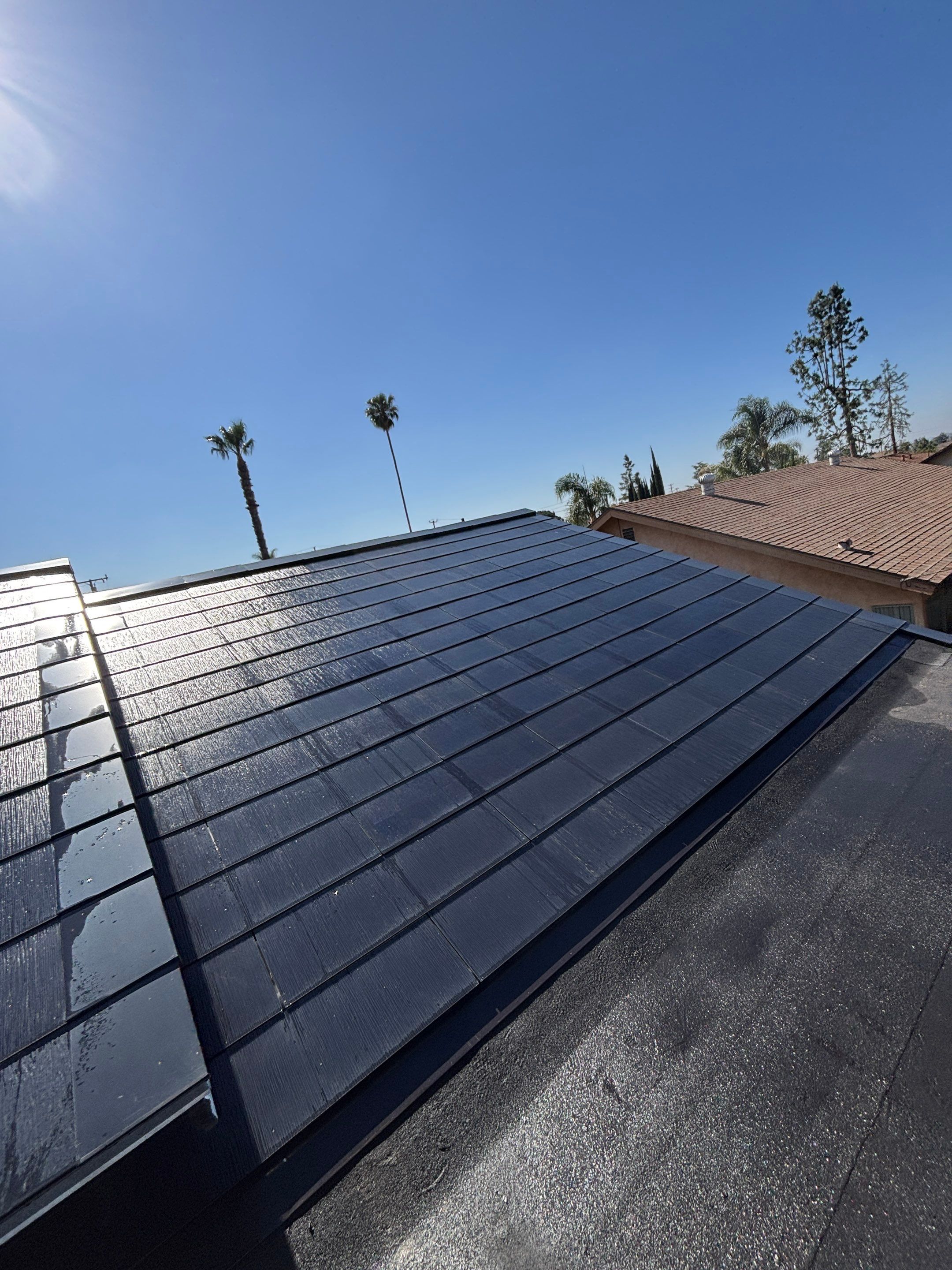 Tesla Roof Cleaning in La Verne Ca by Palm Coast Solar Cleaning