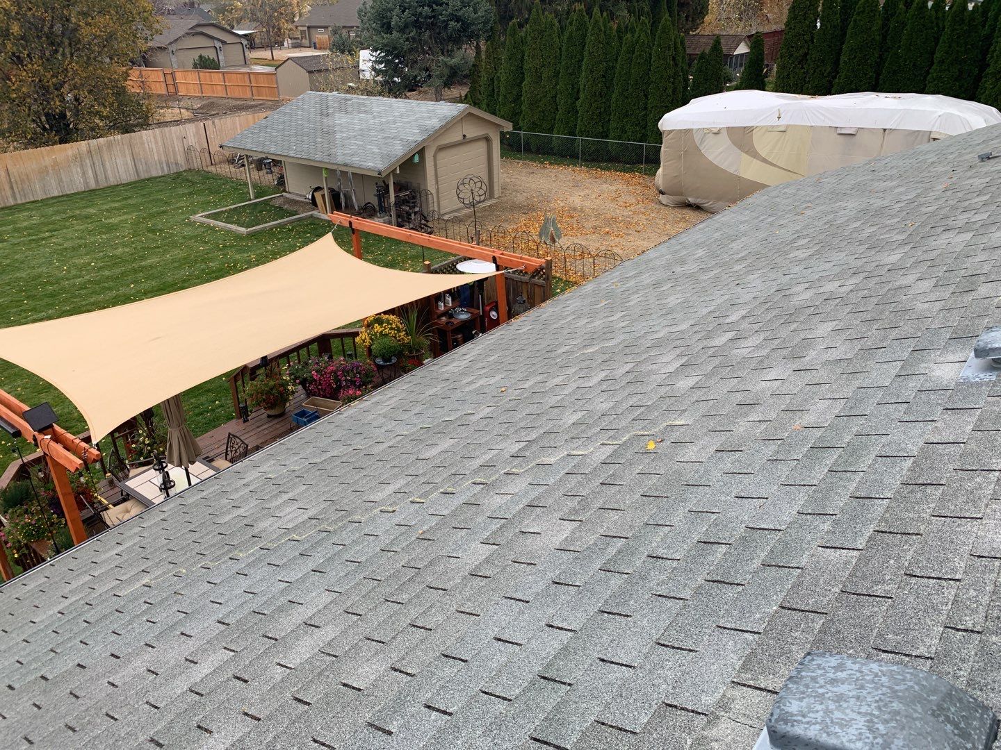 Star Idaho Single level roofing replacement using Duration Brownwood by ID Roofing LLC