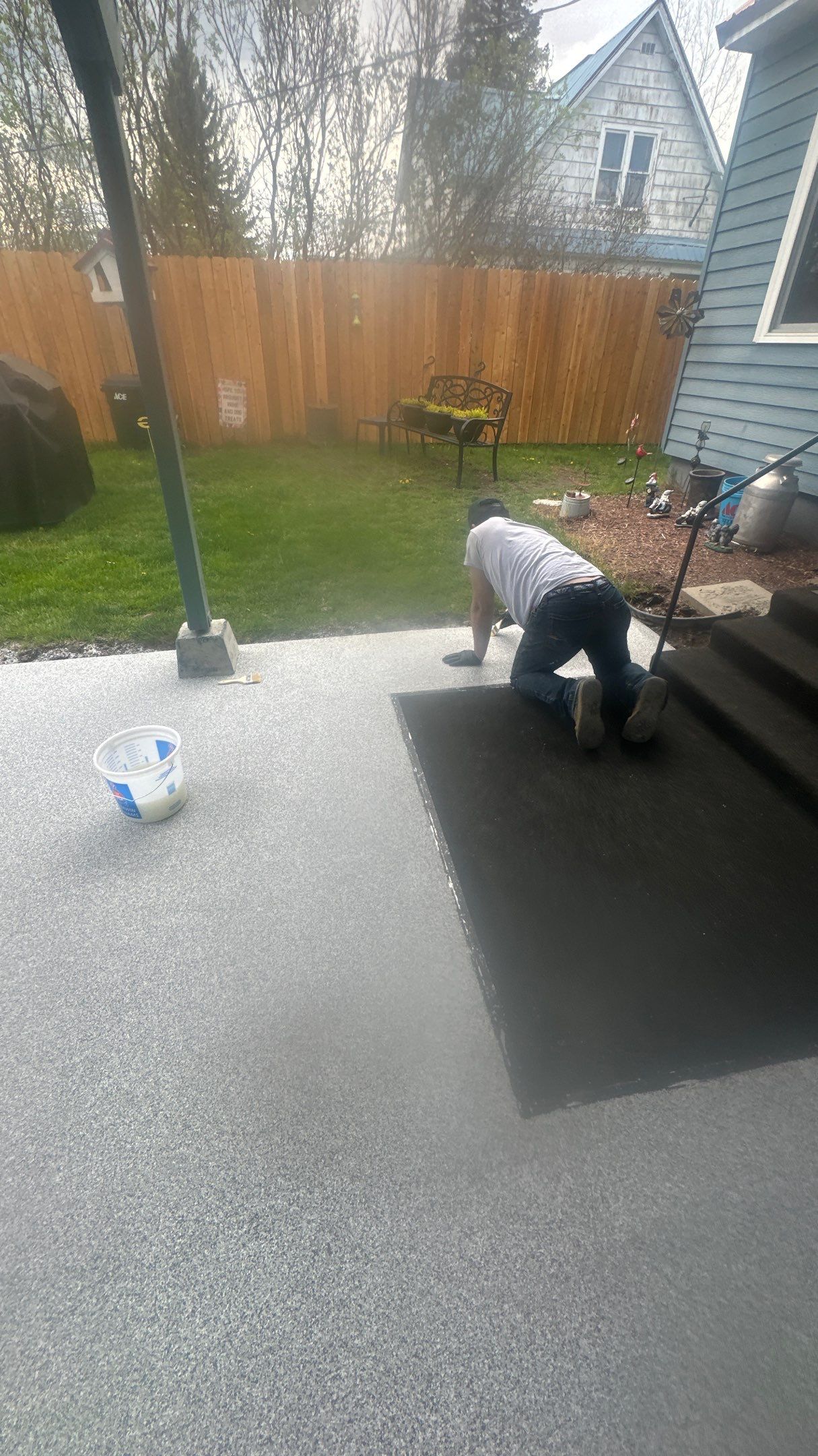 Newport Patio Transformation with Slatestone Industrial Chip Coating by Croc Coatings, LLC